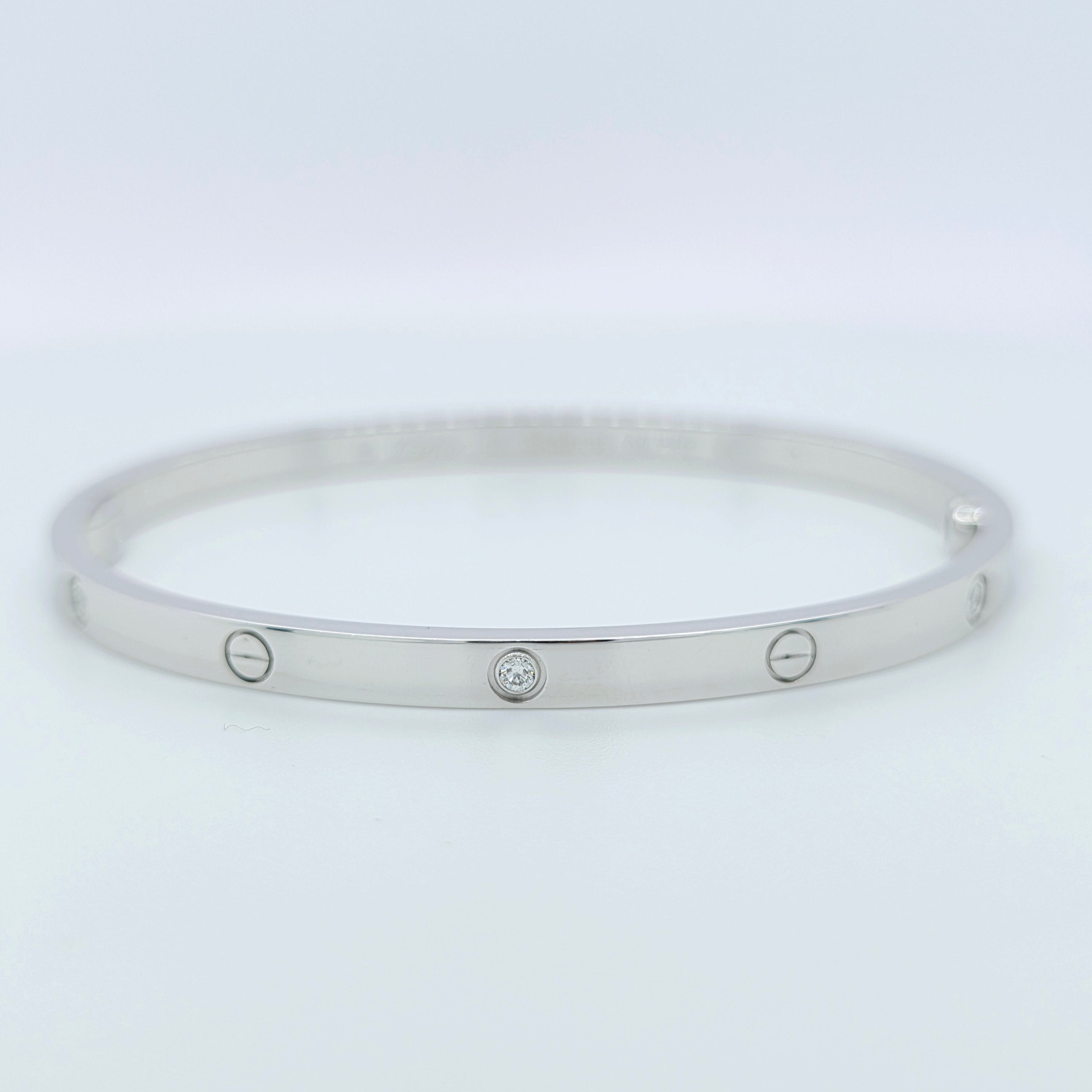 Cartier Love Diamond Bracelet – White Gold, Small Model, Size 16