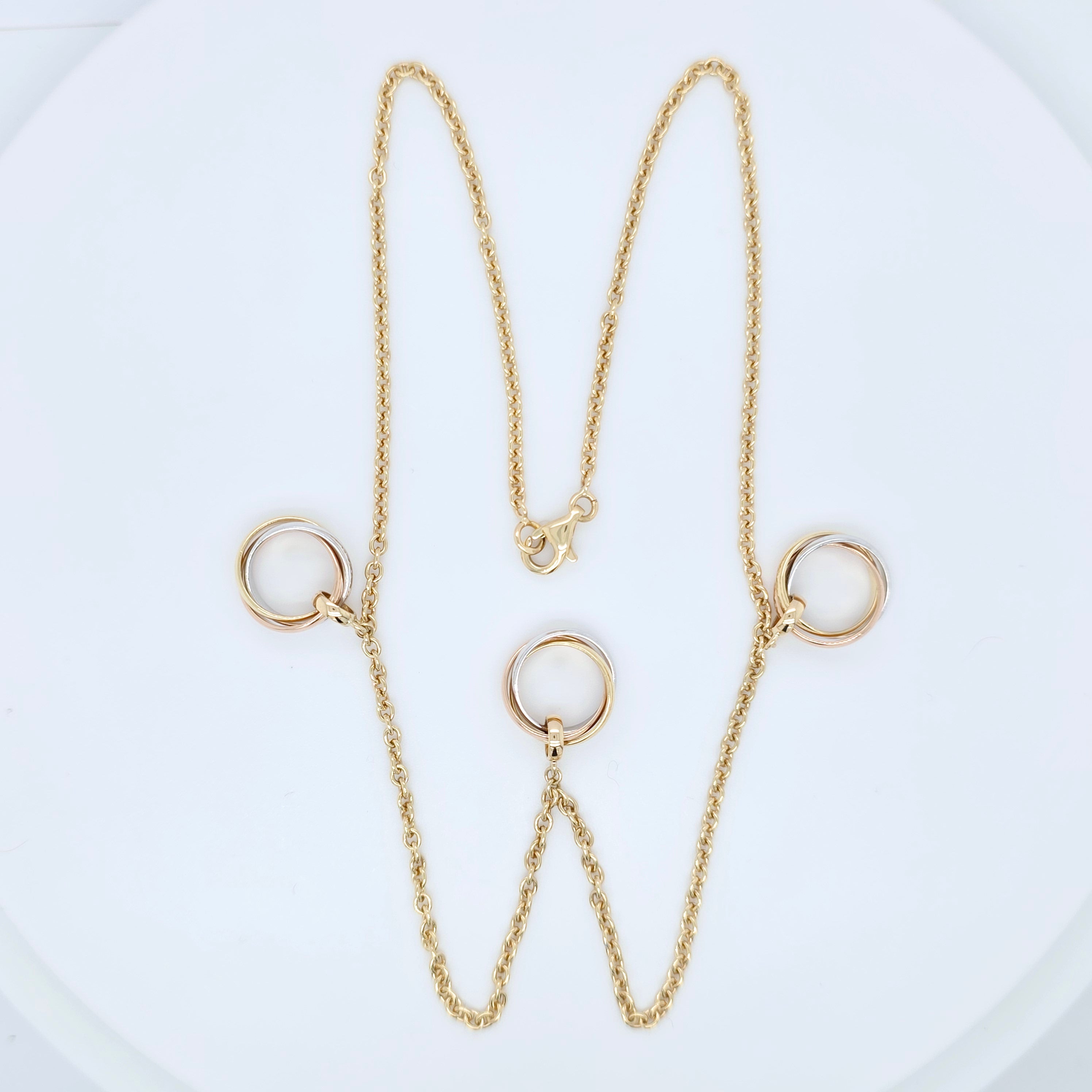 Vintage Cartier Trinity Necklace – 18ct Tri-Gold, 3 Pendants