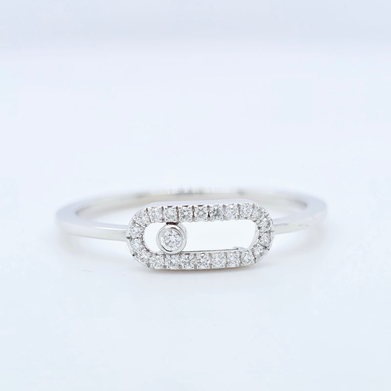Messika Move Uno Ring – White Gold, 0.09ct Diamond, Pavé Set