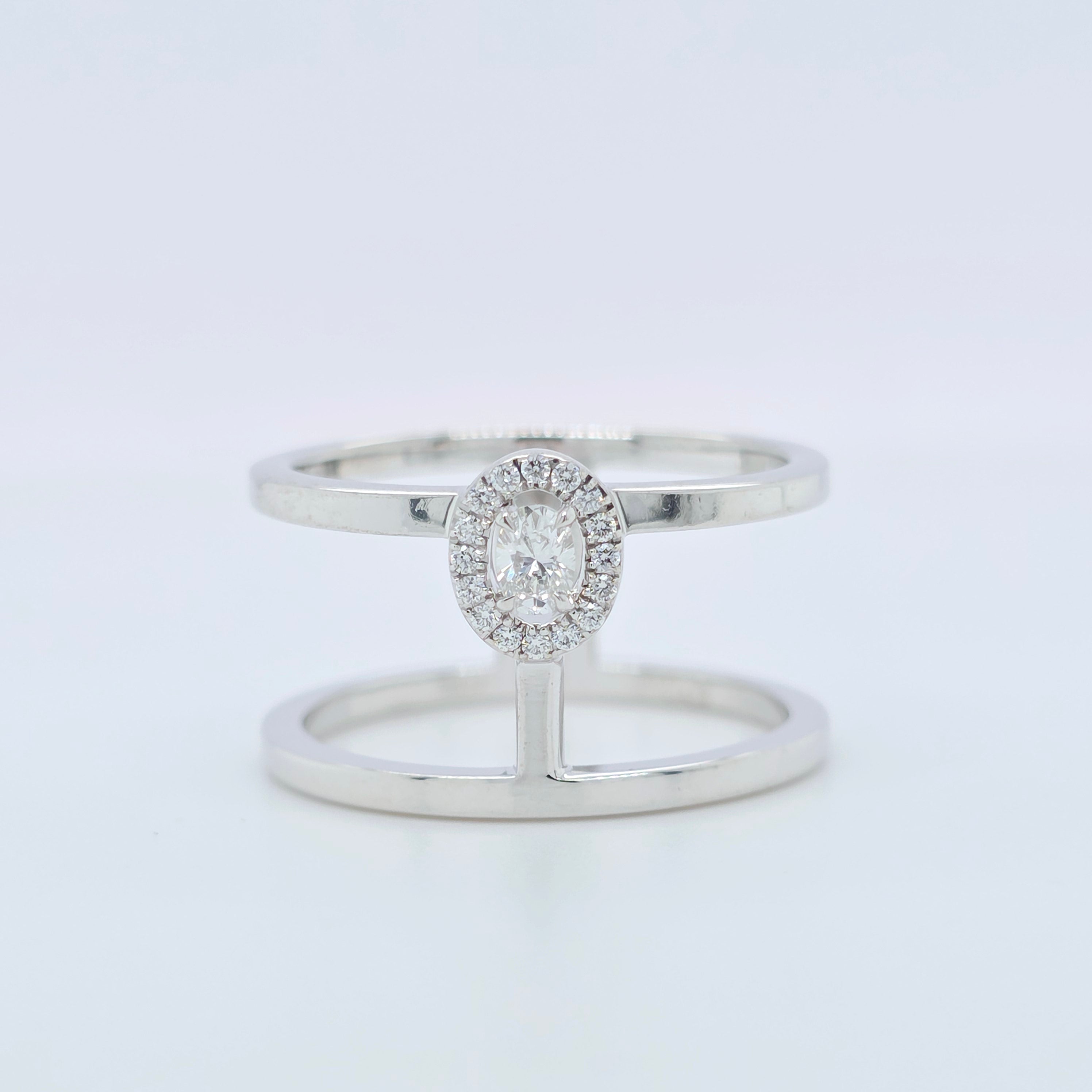 Pre-Owned Messika Glam’Azone 2 Row Ring | 0.15ct Diamonds, 18K Gold | Size 53