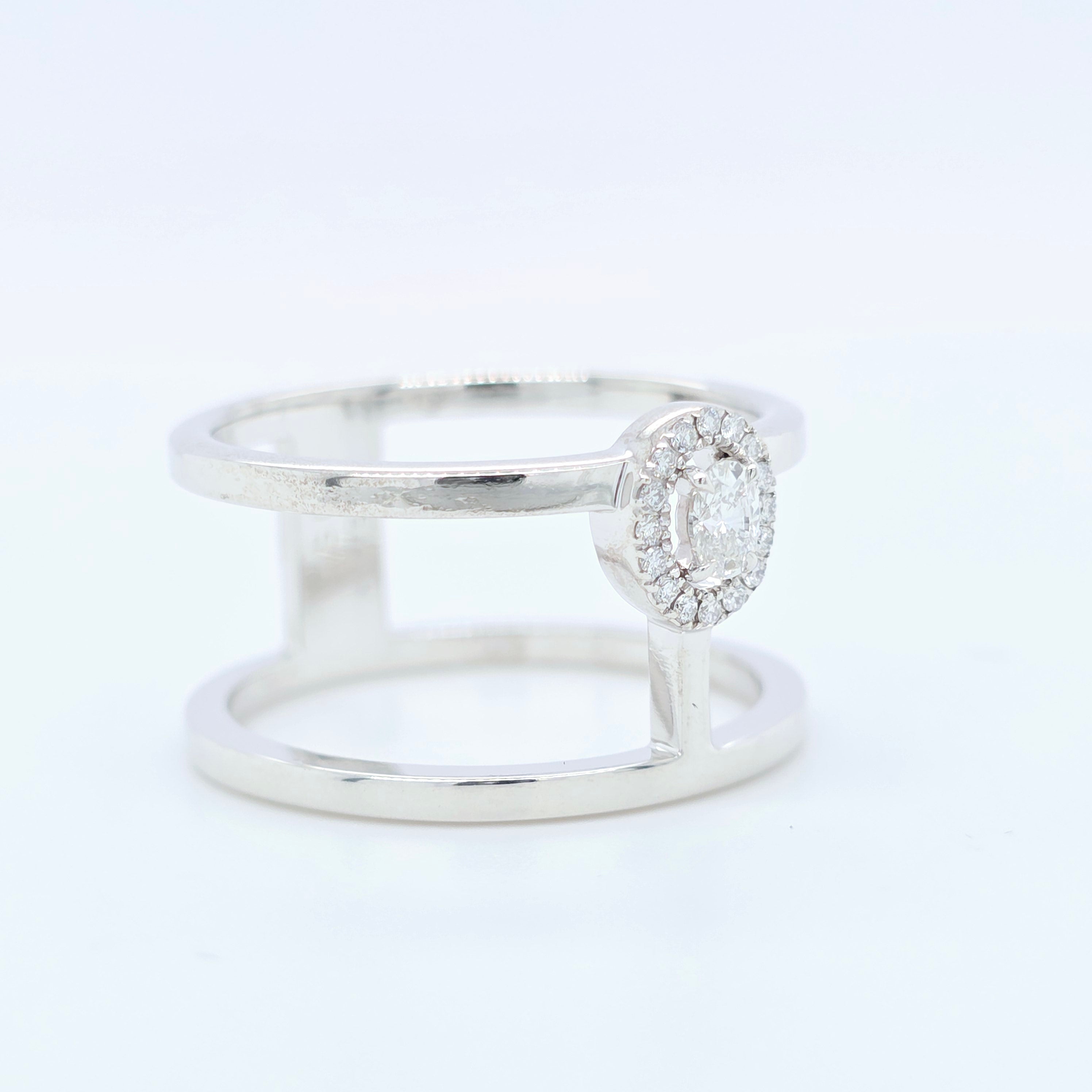 Pre-Owned Messika Glam’Azone 2 Row Ring | 0.15ct Diamonds, 18K Gold | Size 53
