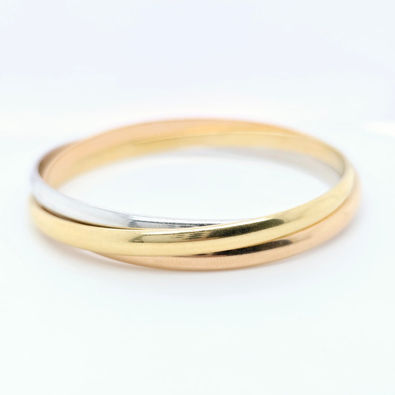 Pre-Owned Cartier Trinity Bangle | 18K Tri-Color Gold, Size 17cm