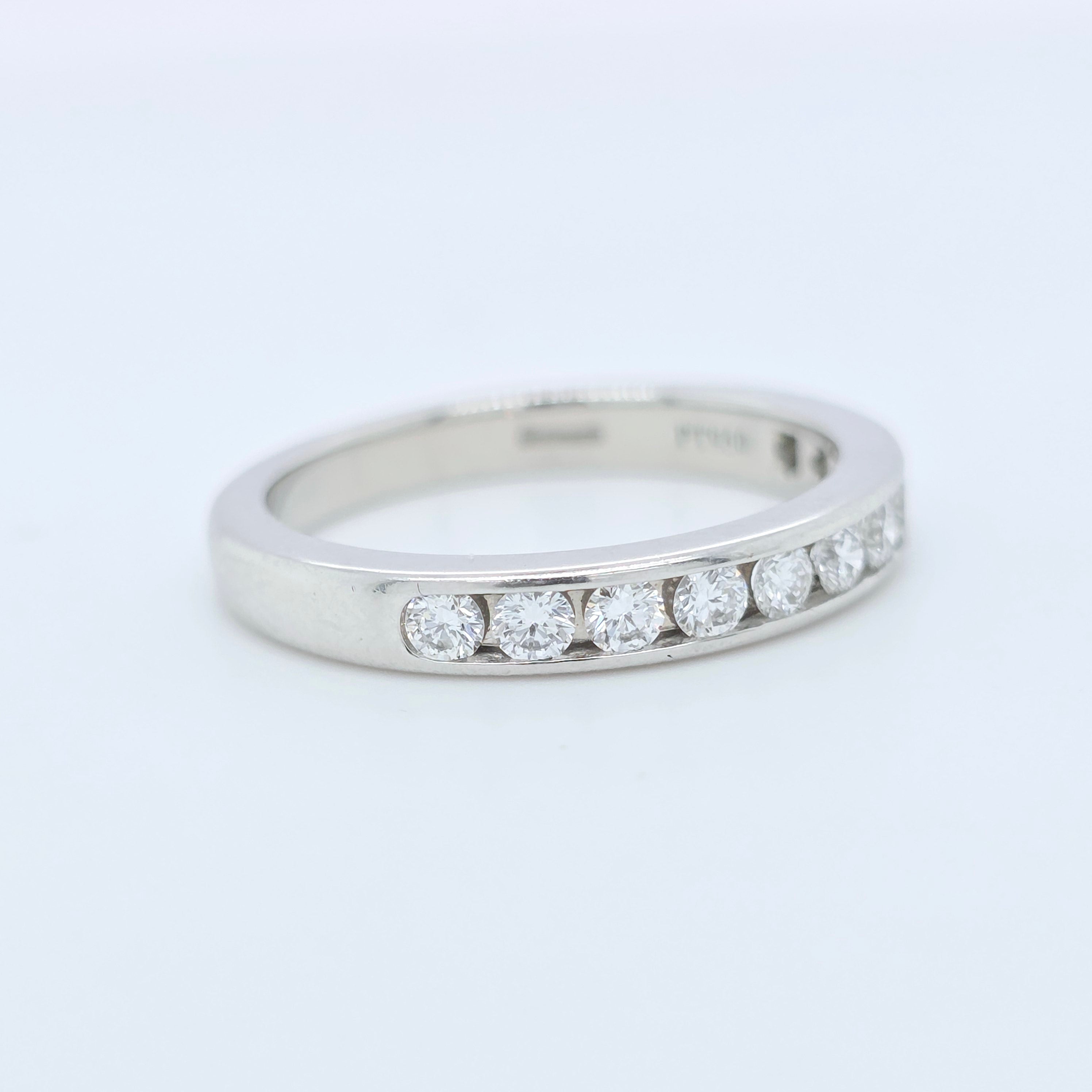 Tiffany & Co. Tiffany Setting Half Set Diamond Wedding Band,0.39ct, Platinum,3mm