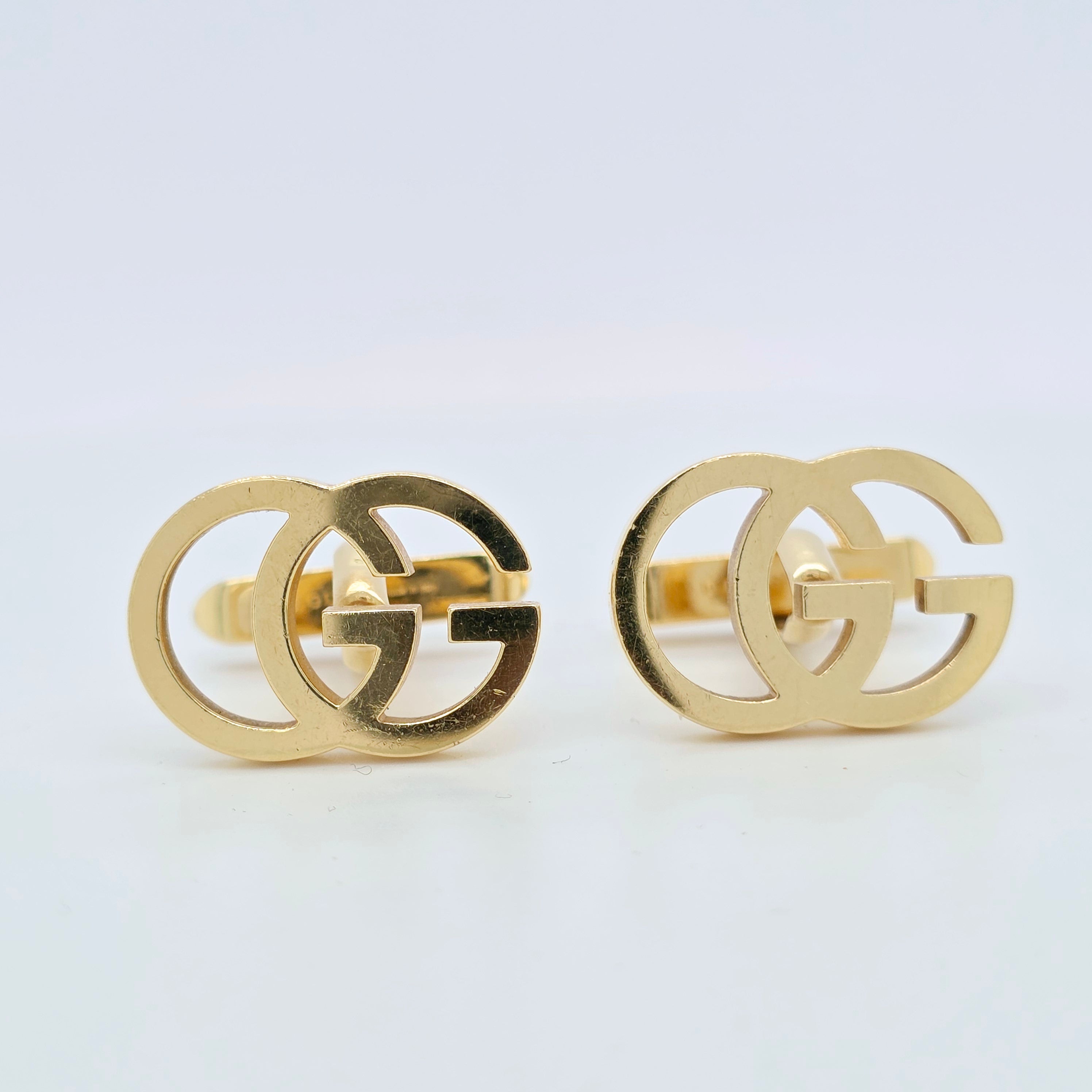 Pre-Owned Gucci Logo Cufflinks | 18K Yellow Gold | 15.2g