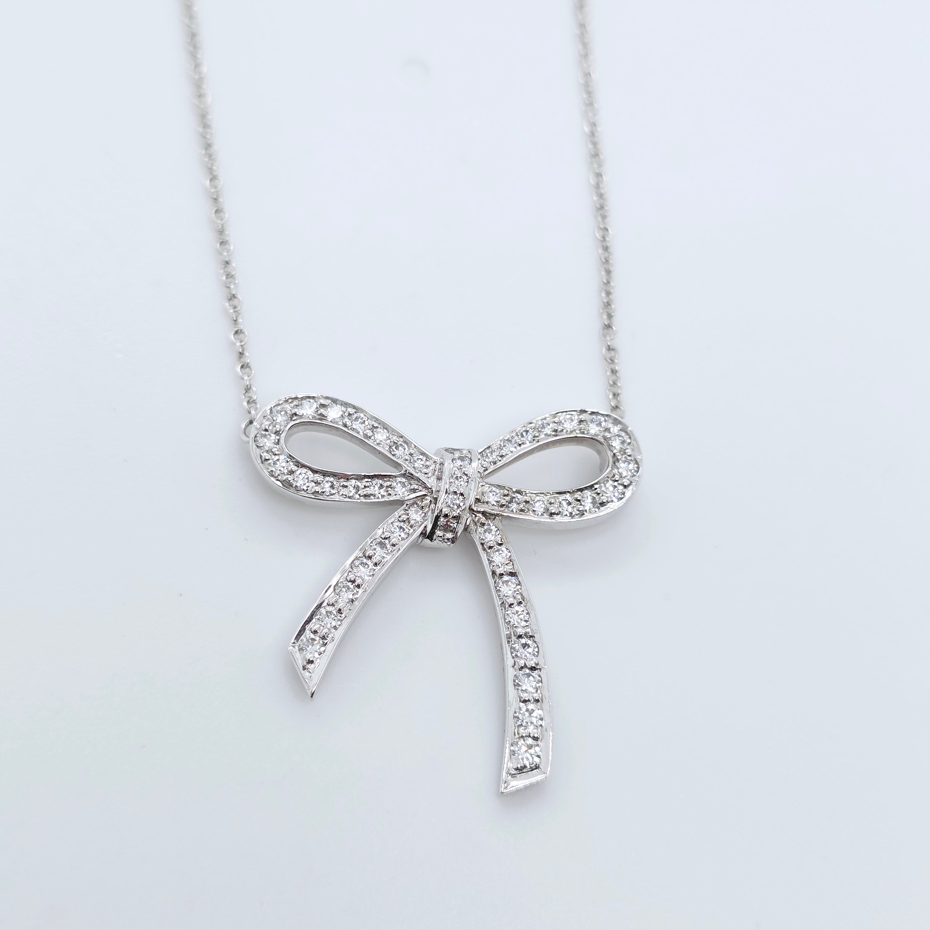 Tiffany & Co. Platinum and Diamond Bow Ribbon Necklace