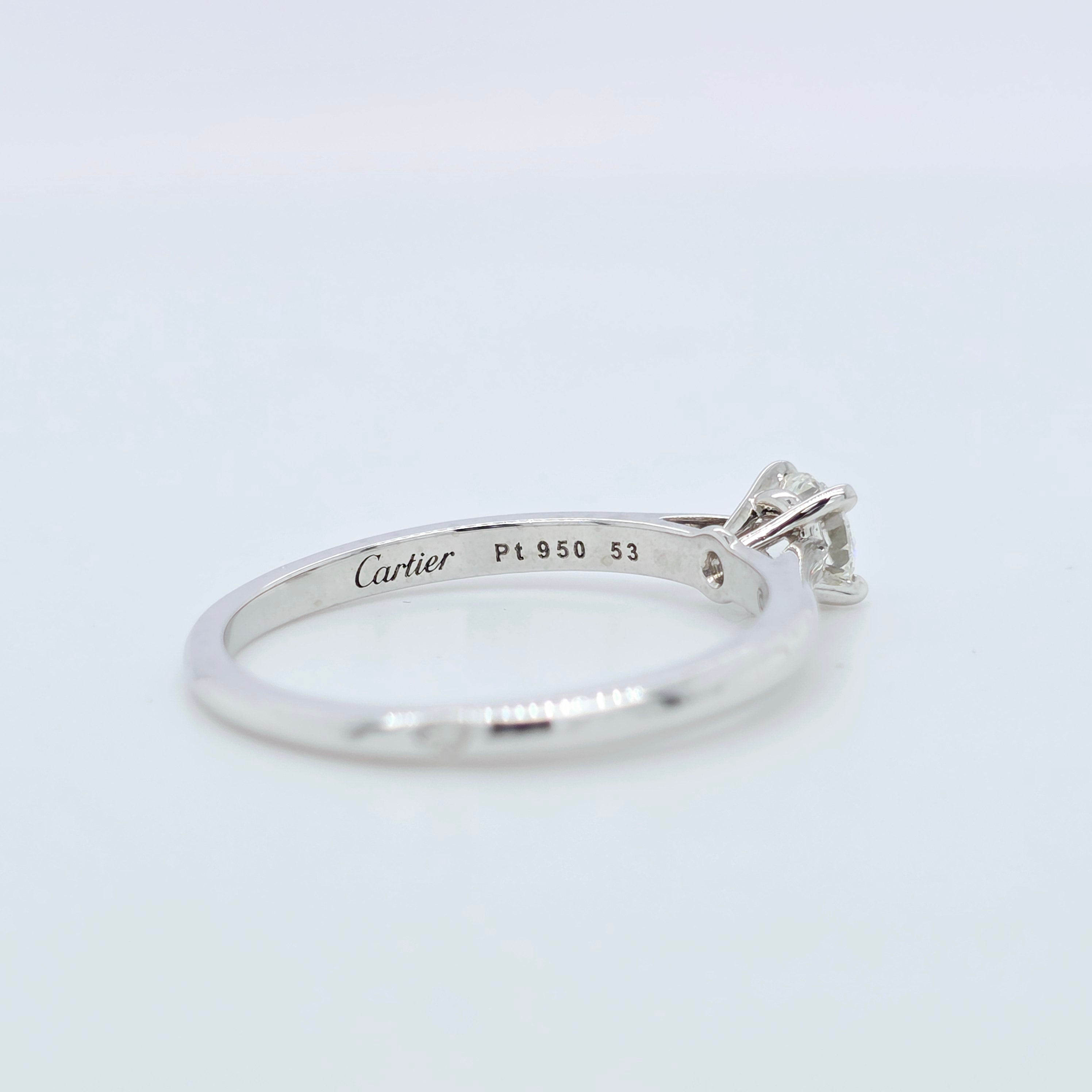 Cartier Solitaire 1985 0.30ct Brilliant Cut Diamond Ring, GIA, Platinum, Size 53