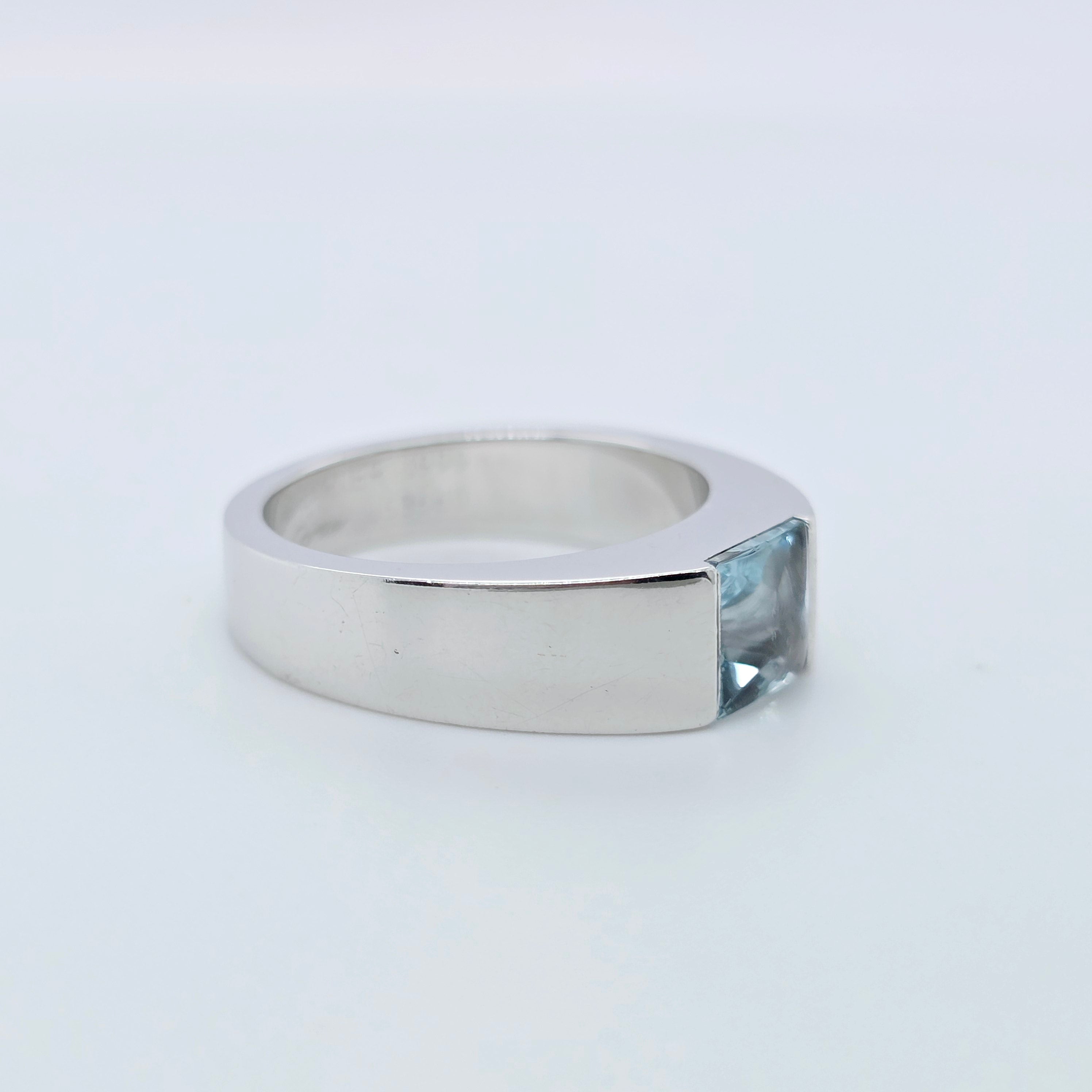 Cartier Tank Topaz Ring, 18ct White Gold, Size 51
