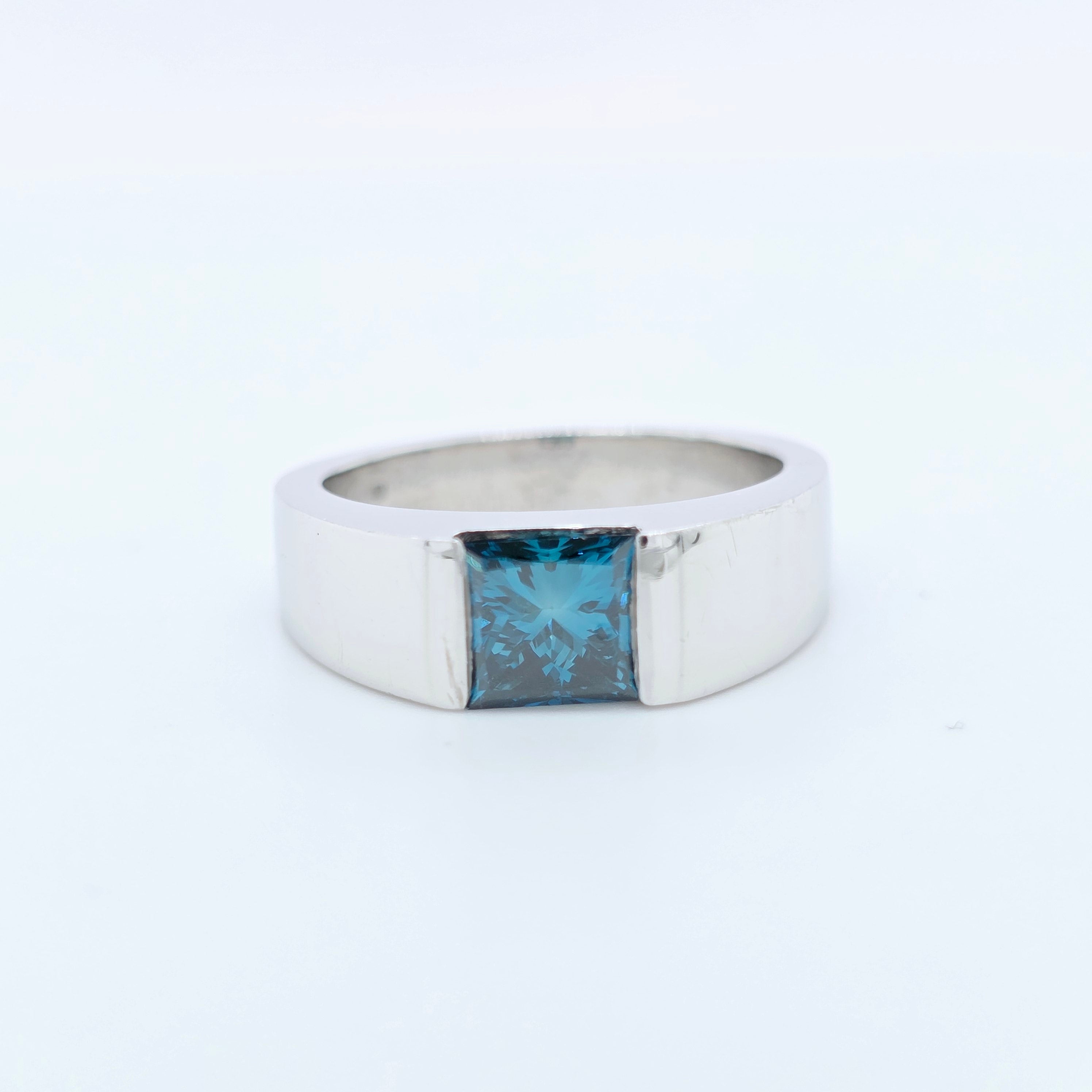 Cartier Tank Topaz Ring, 18ct White Gold, Size J, Year 2000