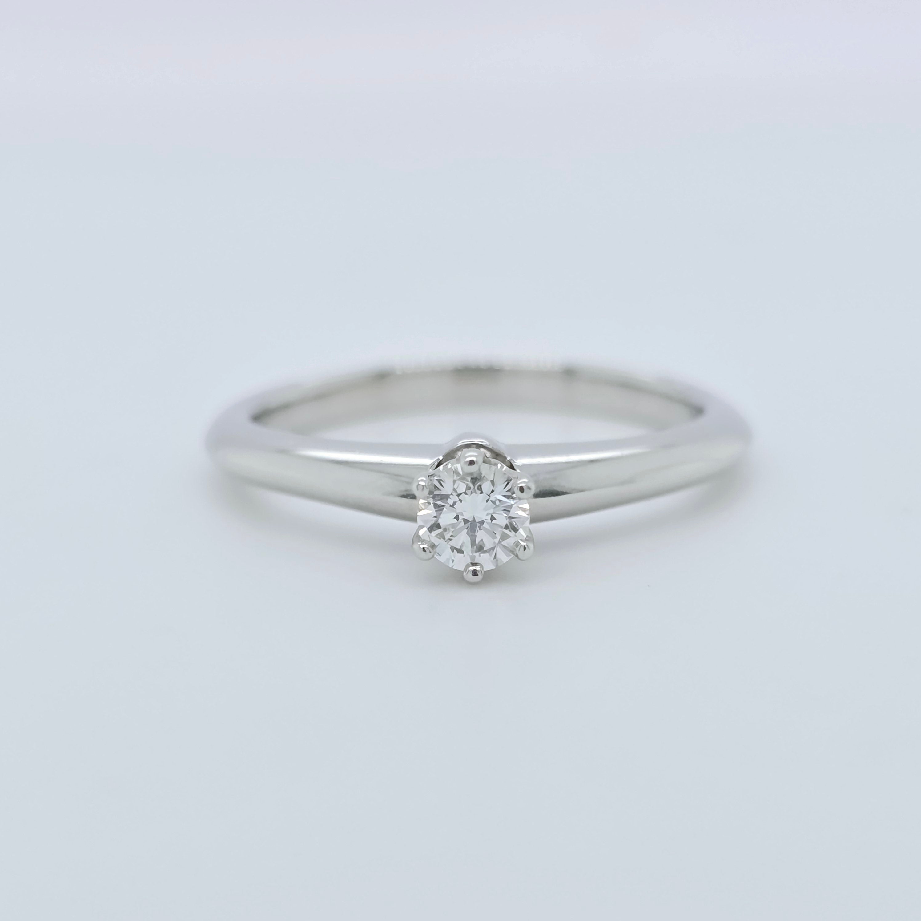 Tiffany & Co. Diamond Engagement Ring, Round Cut Diamond, 6 Claws, Platinum