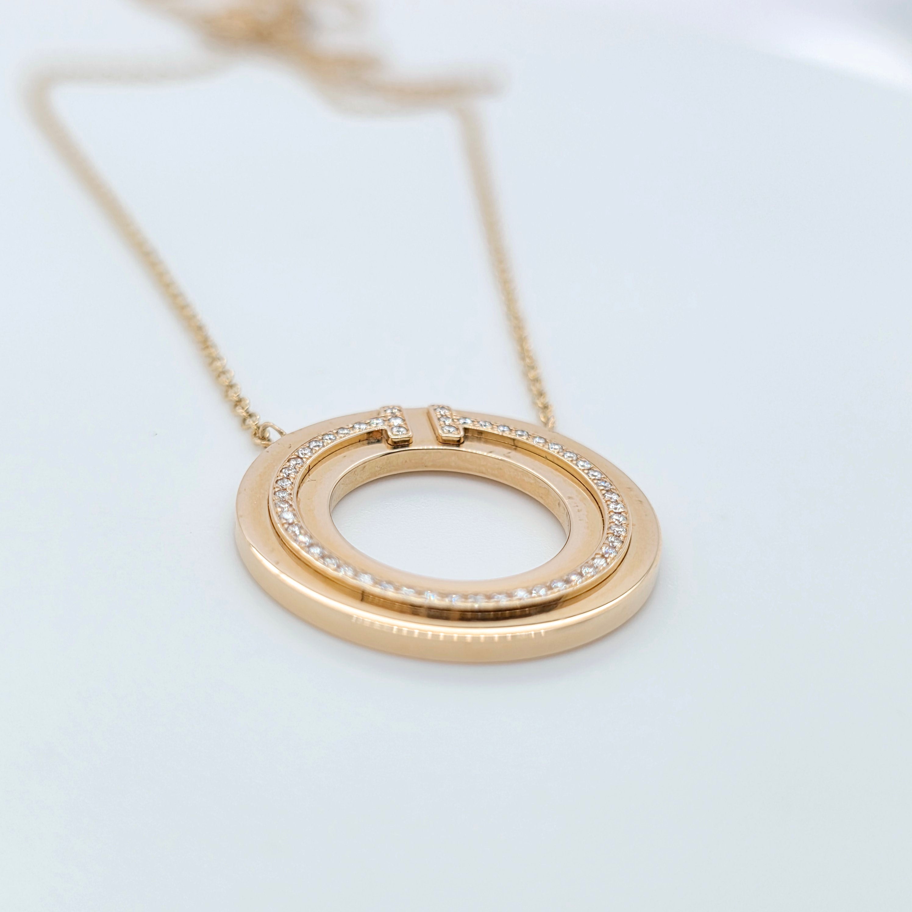 Tiffany & Co. T Diamond Circle Pendant, 18ct Rose Gold