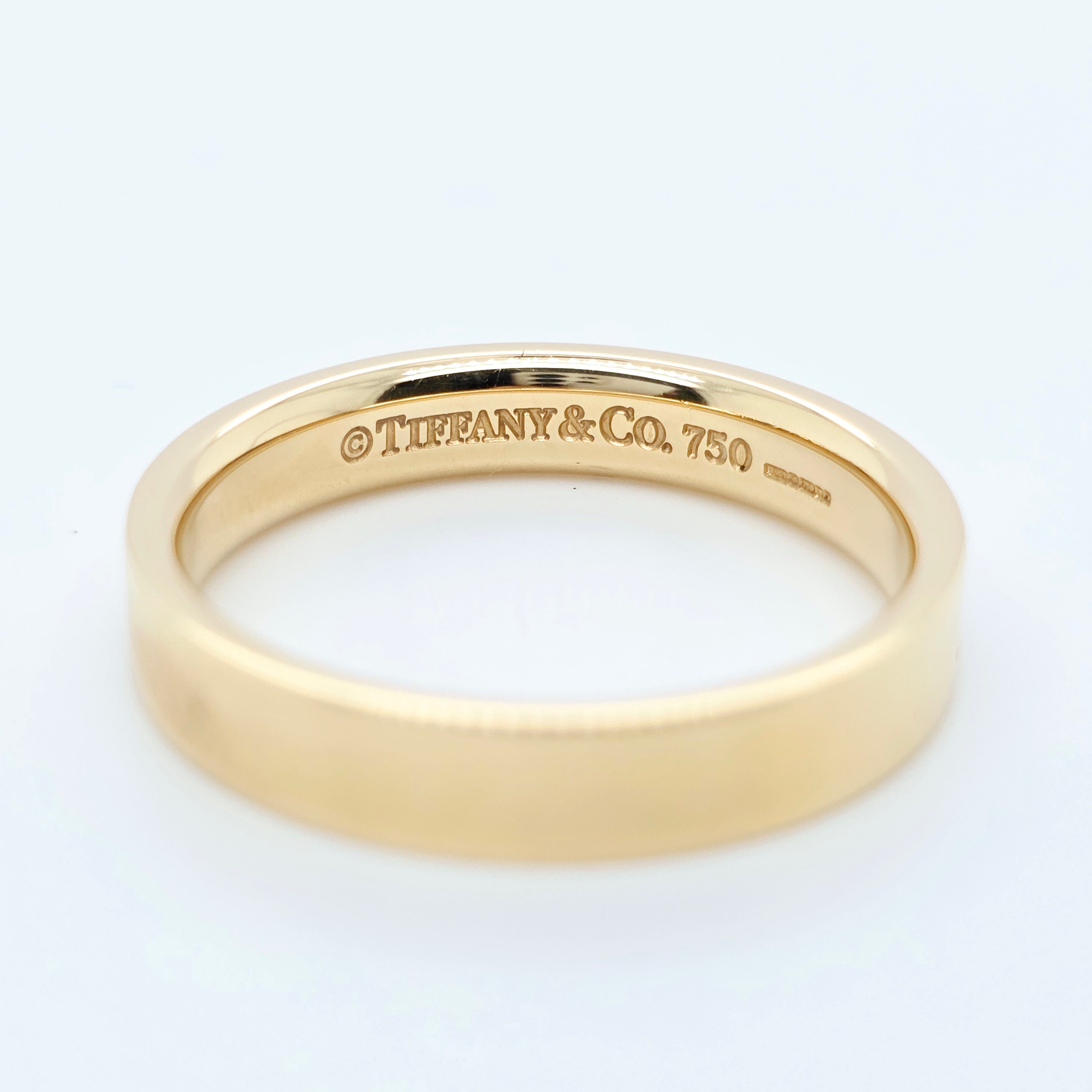Tiffany & Co. Wedding Band, 18ct Yellow Gold, 4mm Width, Flat Band, Size R