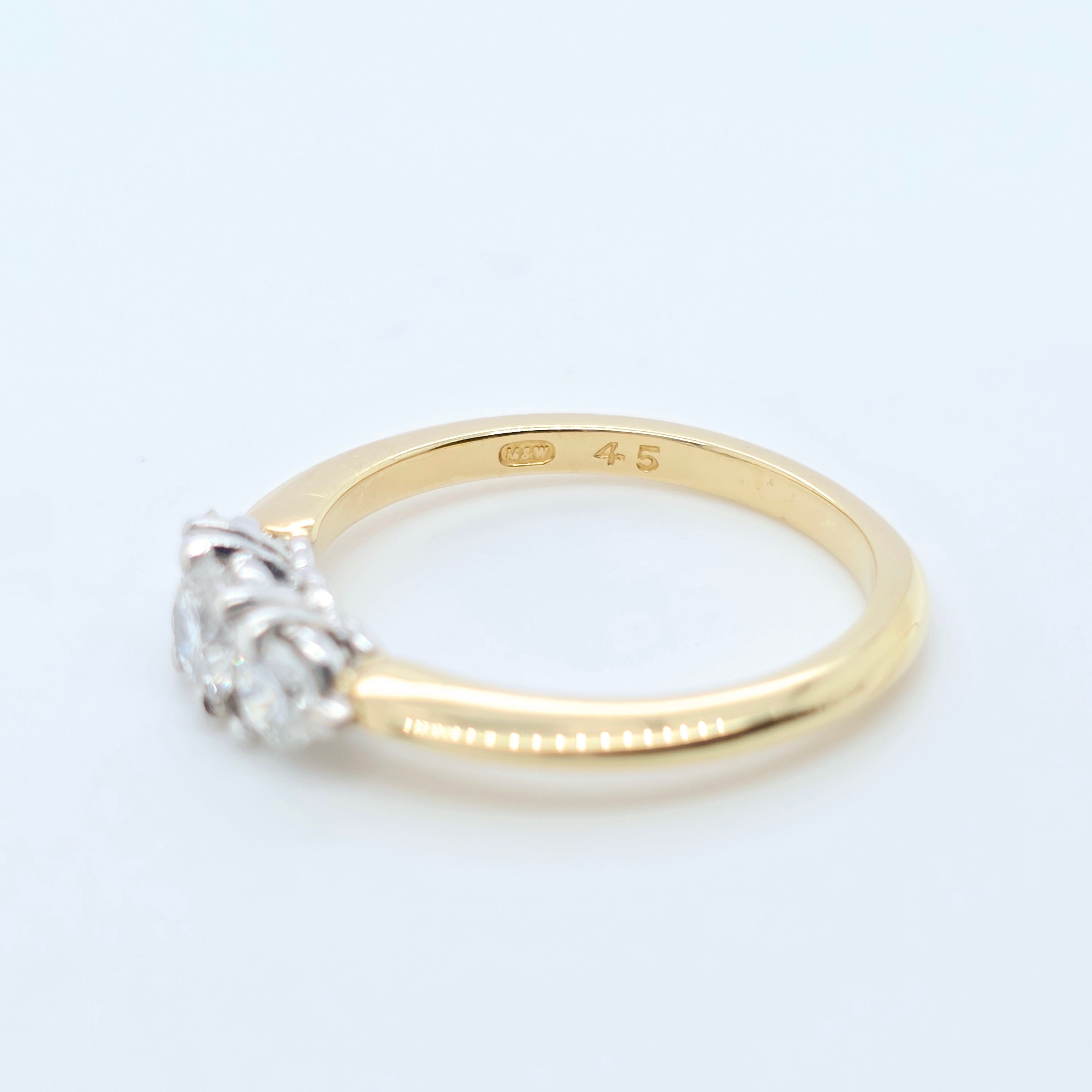 Pre-Owned Three Stone Diamond Ring | 0.45ct | 18K Gold | Size J