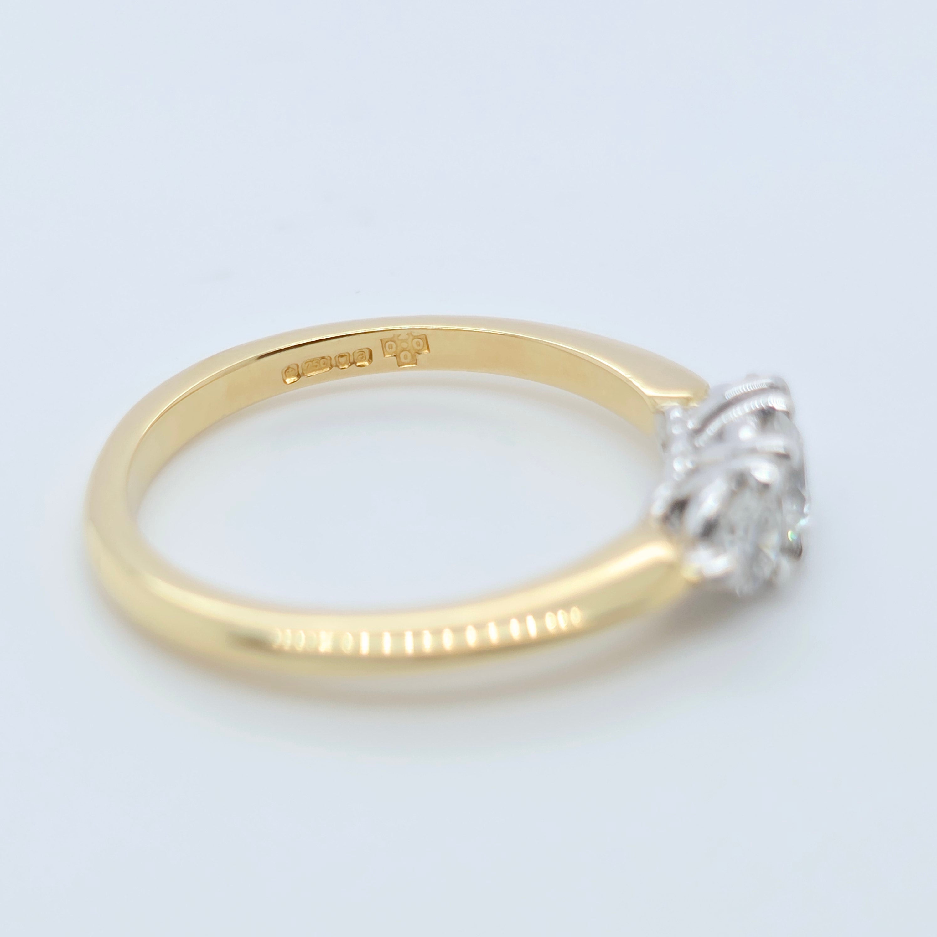 Pre-Owned Three Stone Diamond Ring | 0.45ct | 18K Gold | Size J