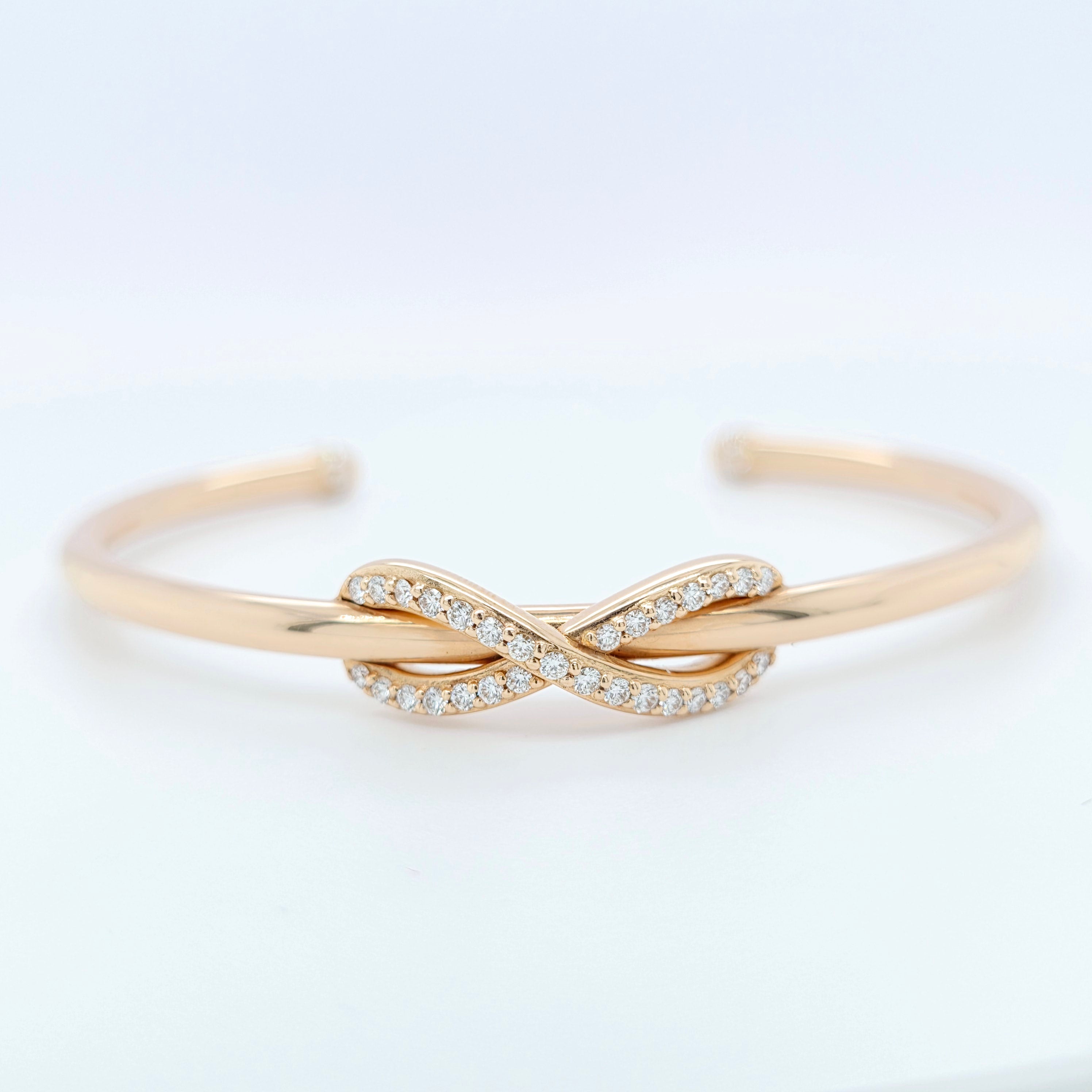 Tiffany & Co. Rose Gold And Diamond Infinity Cuff Bangle, Medium