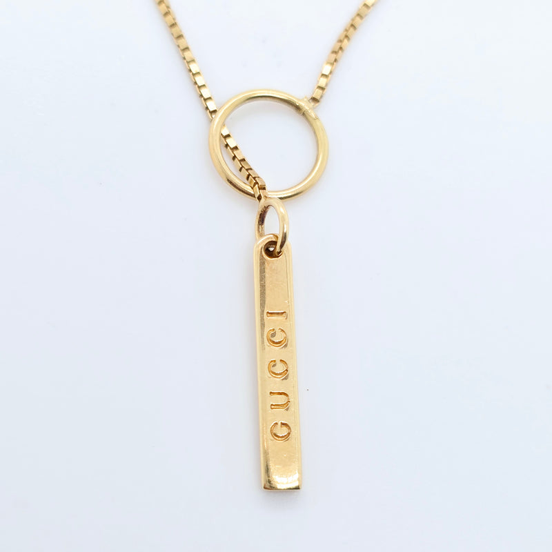 Gucci Lariat Bar Pendant Necklace, 18ct Yellow Gold, 17 Inches