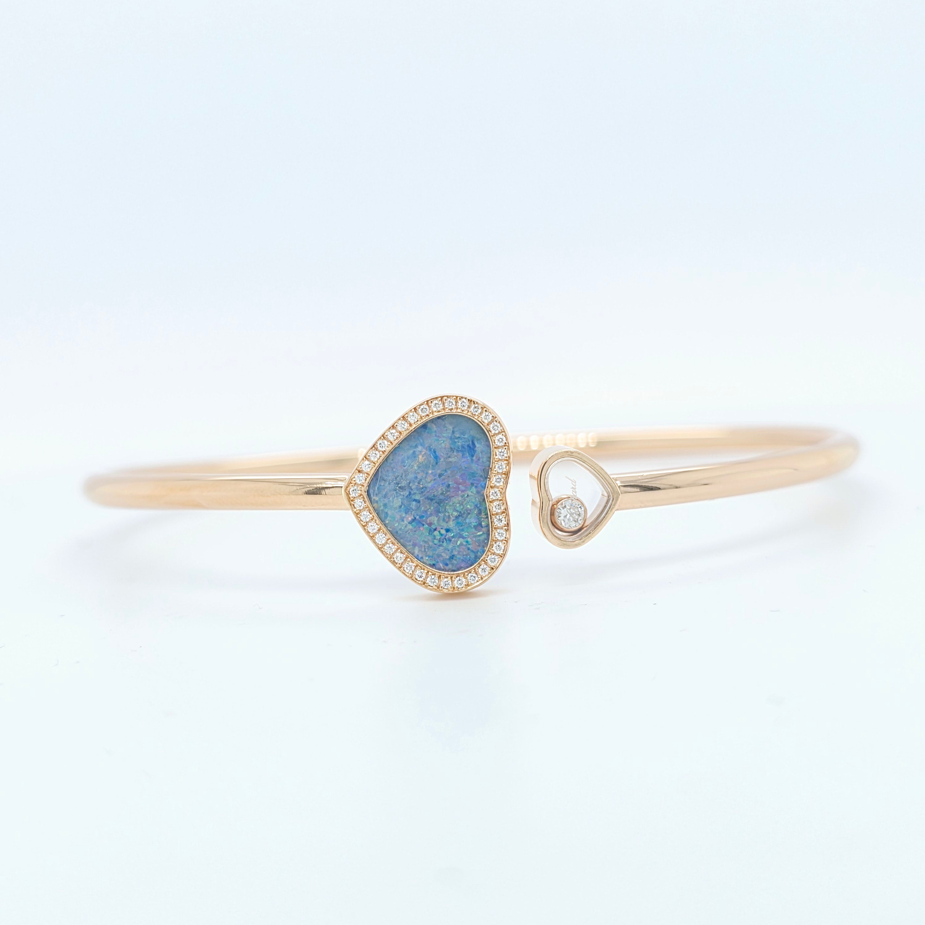 Chopard Happy Hearts Opal Bracelet, 18ct Rose Gold and Diamonds, Size 17-Medium