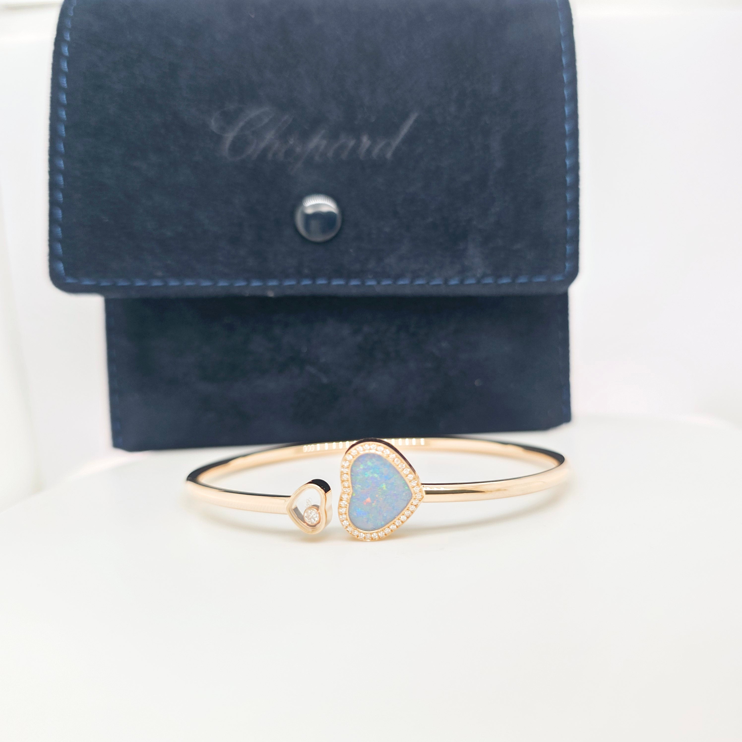 Chopard Happy Hearts Opal Bracelet, 18ct Rose Gold and Diamonds, Size 17-Medium