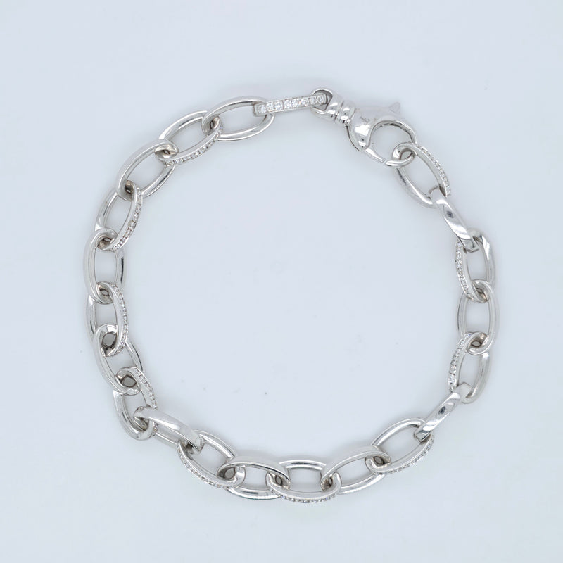 Theo Fennell Bracelet, Oval Diamond Link Design, 18ct White Gold, 7.5 Inches