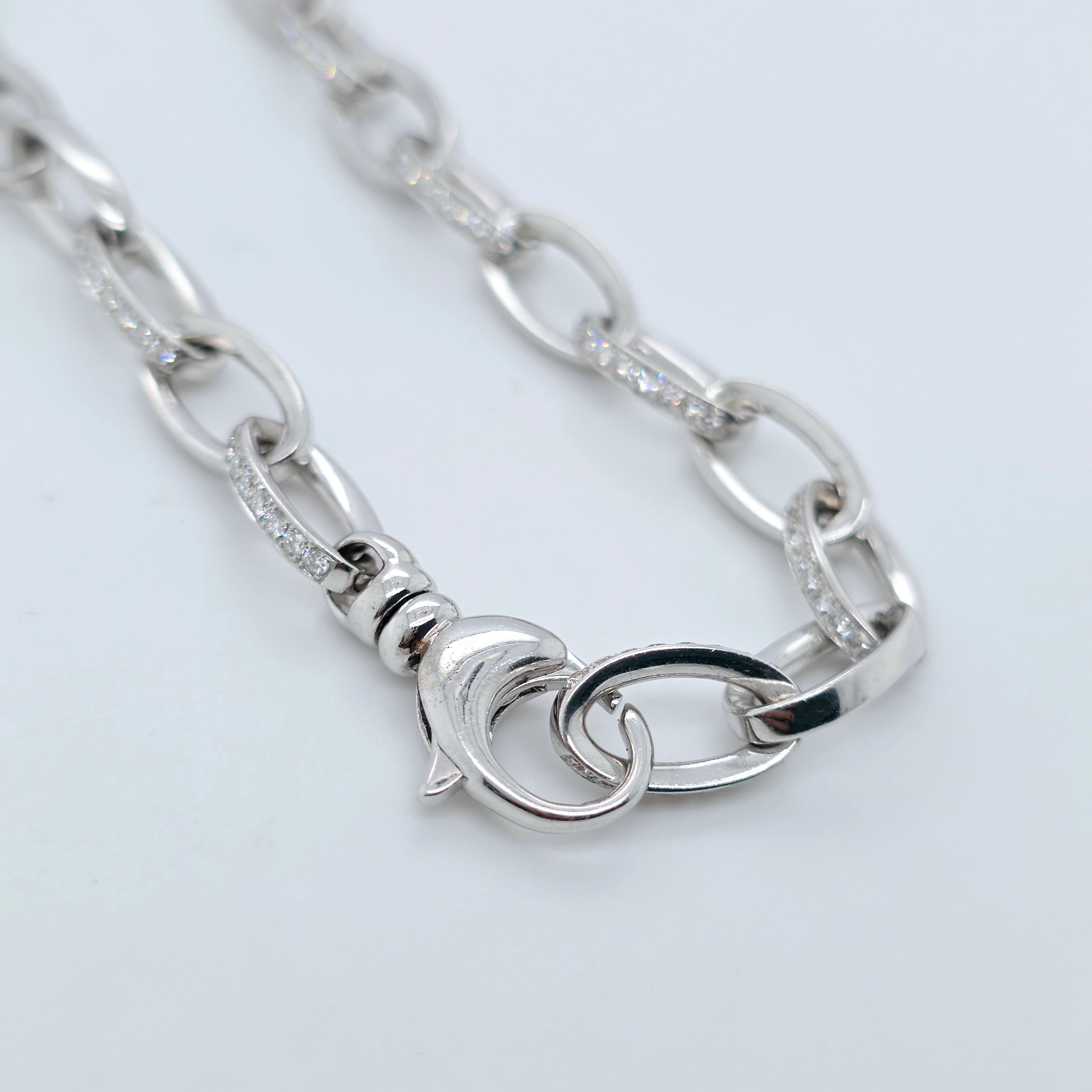 Theo Fennell Bracelet, Oval Diamond Link Design, 18ct White Gold, 7.5 Inches