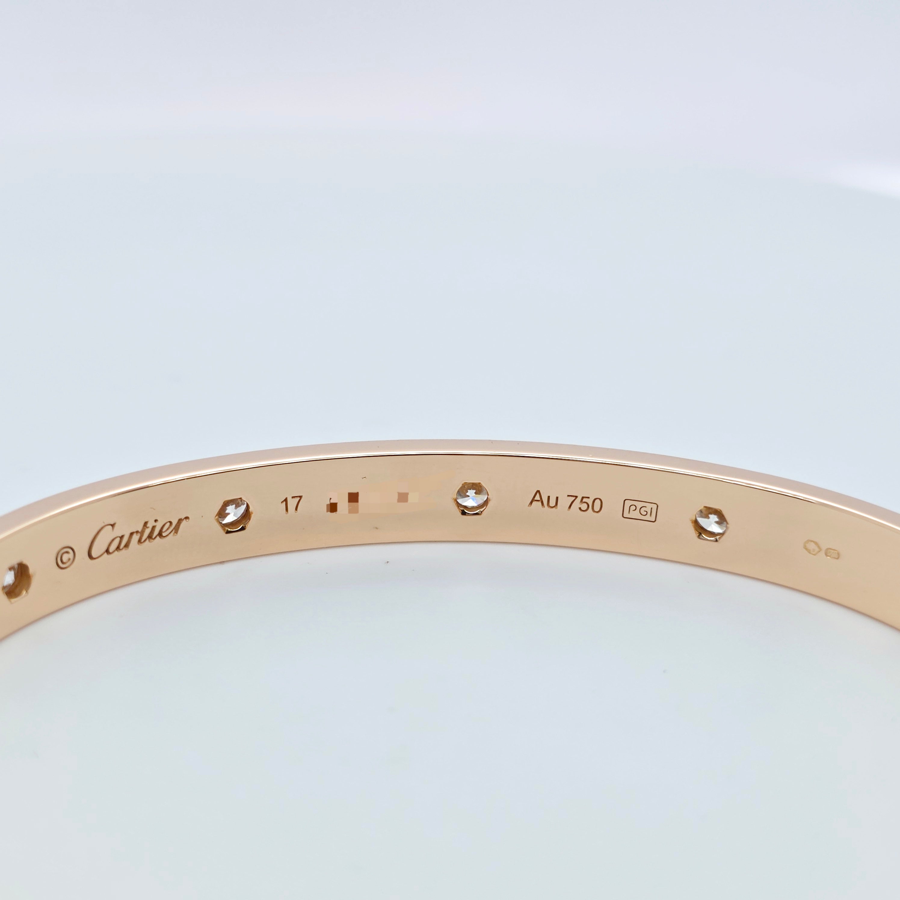 Cartier Love Bracelet, Classic Model, 10 Diamonds, 18ct Rose Gold, Size 17, Box