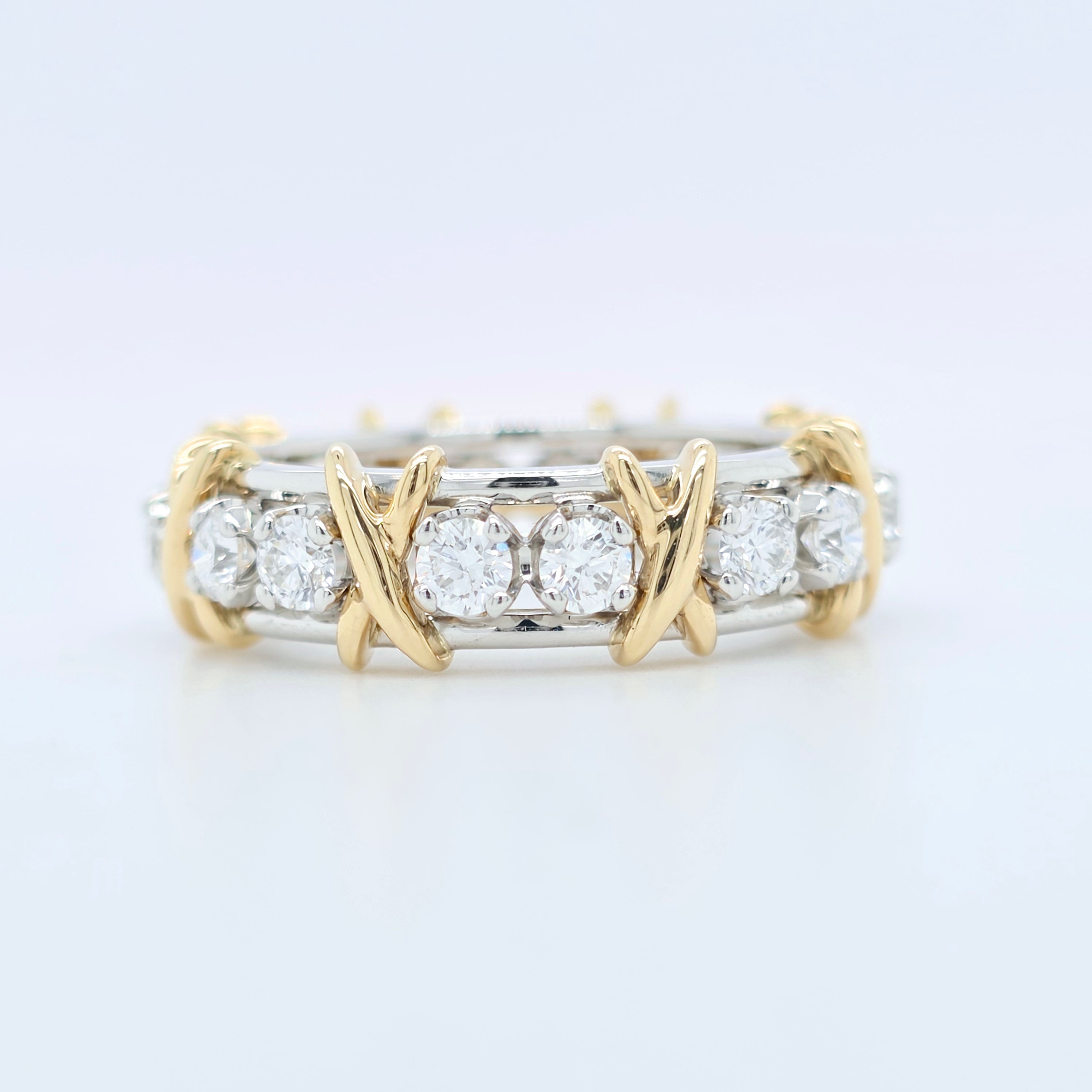 Tiffany & Co. Sixteen Stone Schlumberger Diamond Ring, Platinum & 18ct Yellow Gold