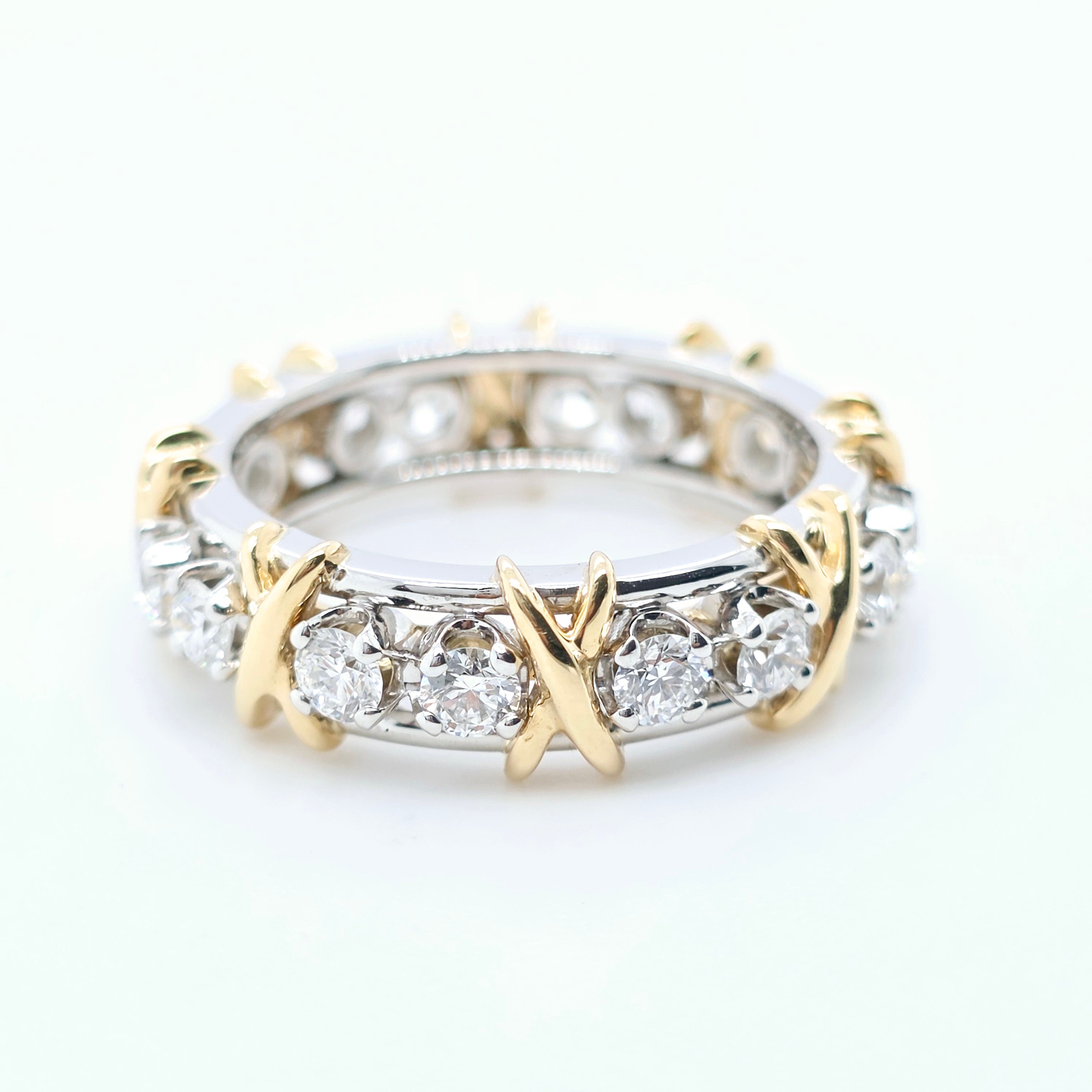 Tiffany & Co. Sixteen Stone Schlumberger Diamond Ring, Platinum & 18ct Yellow Gold