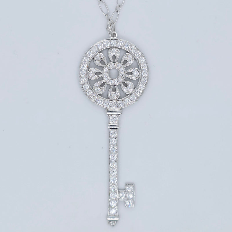 Tiffany & Co. Petals Key Pendant, Platinum, 2.25 Inches Long, Box