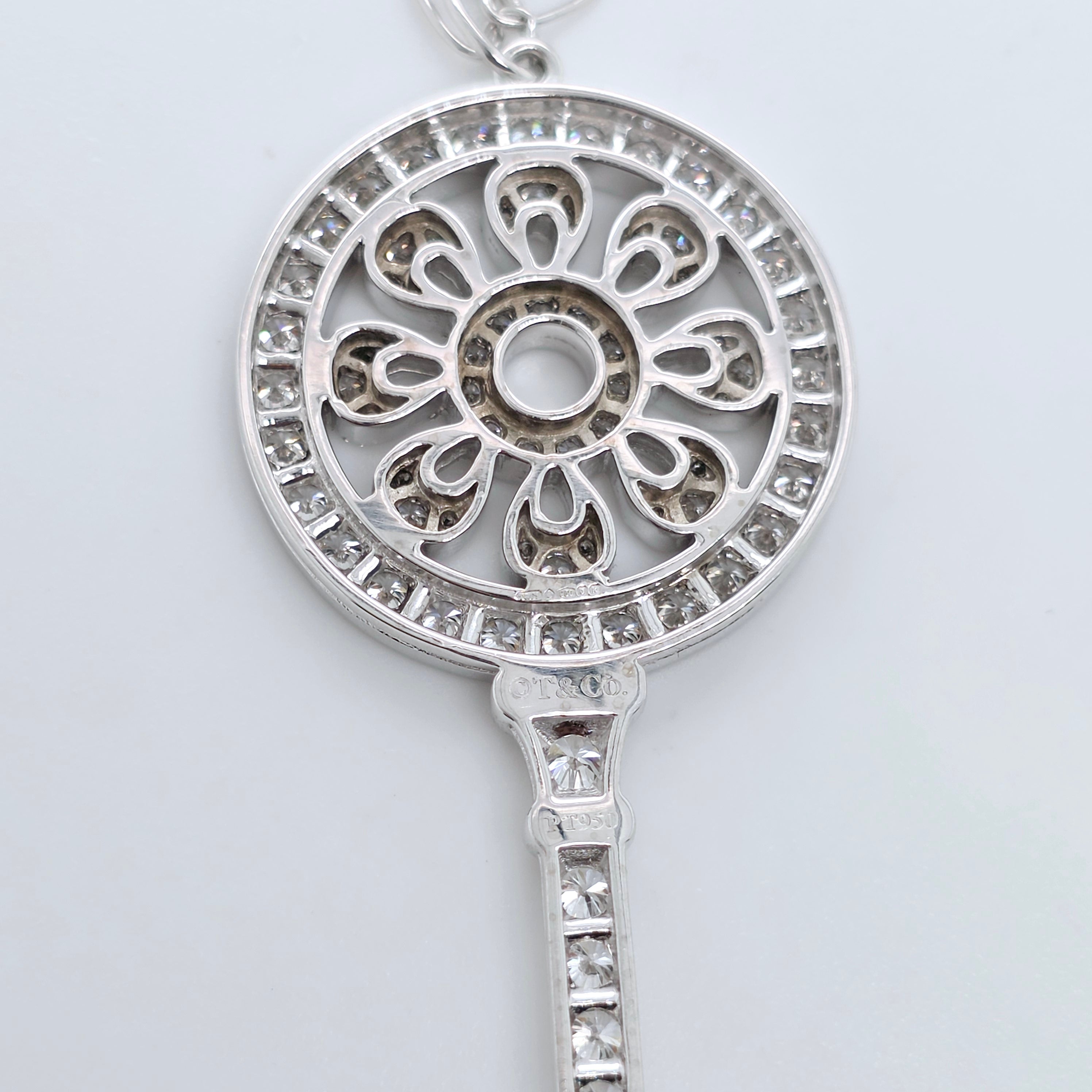 Tiffany & Co. Petals Key Pendant, Platinum, 2.25 Inches Long, Box