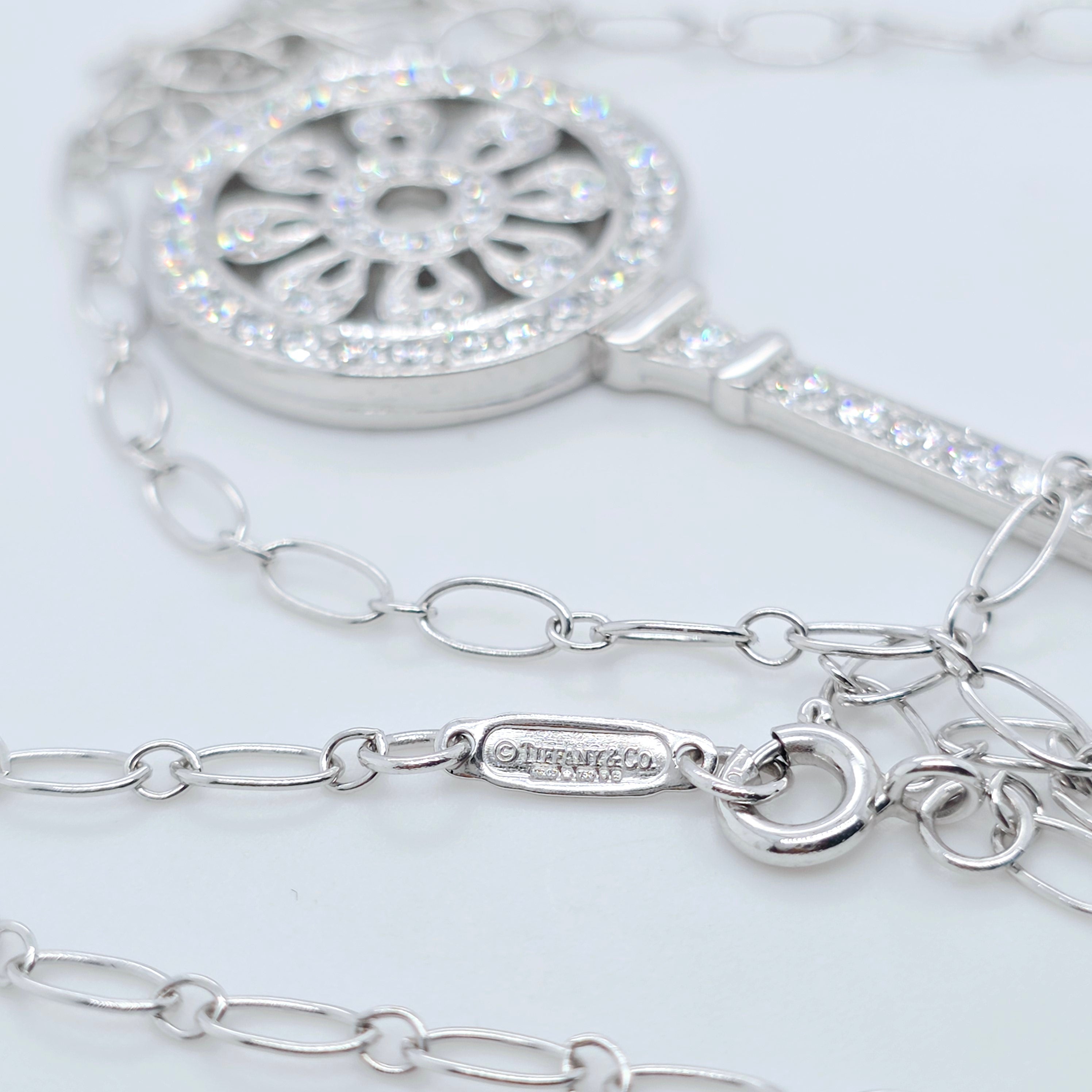 Tiffany & Co. Petals Key Pendant, Platinum, 2.25 Inches Long, Box