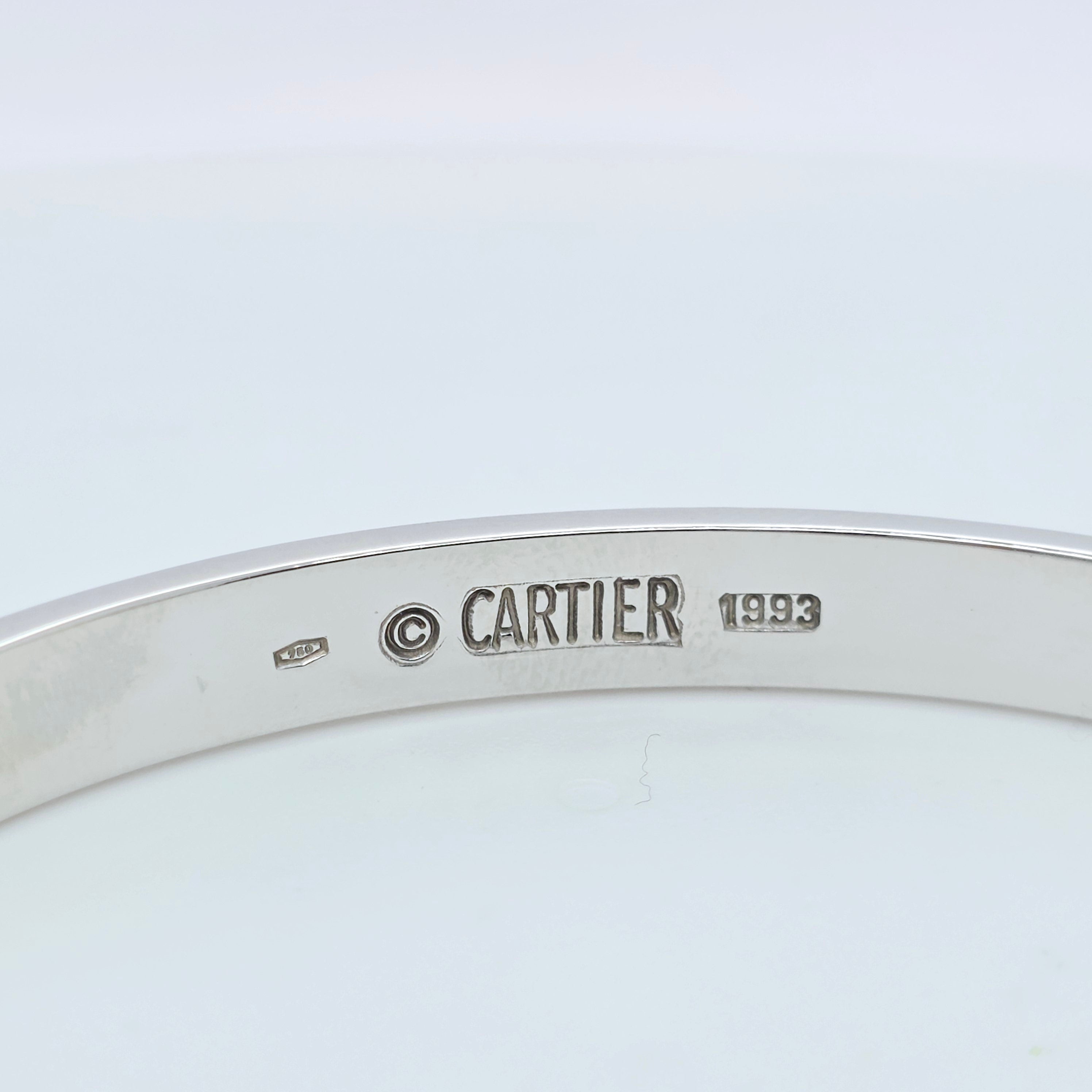 Cartier Love Bracelet, Classic Model, 18ct White Gold, Size 17, Box & 2000 Papers