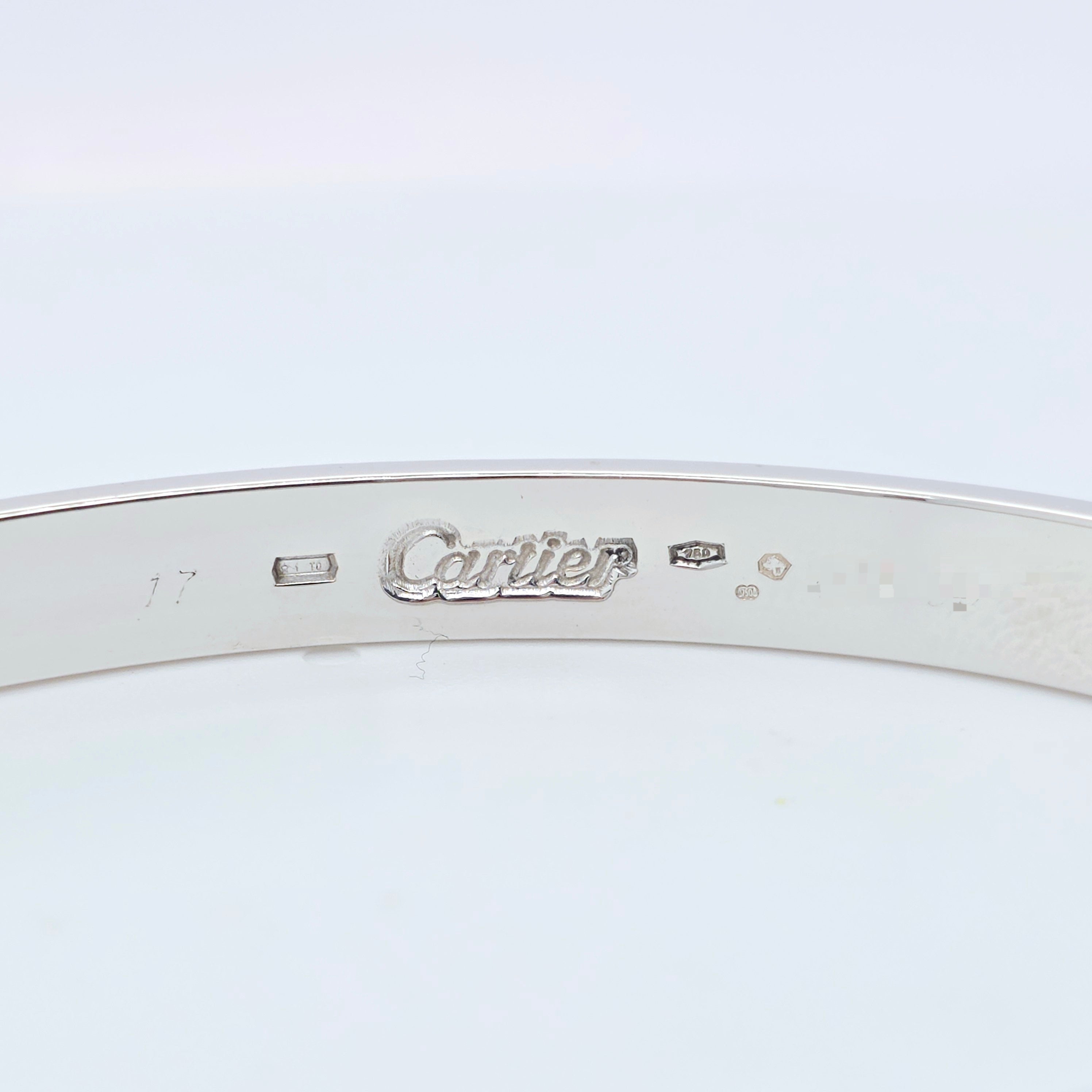Cartier Love Bracelet, Classic Model, 18ct White Gold, Size 17, Box & 2000 Papers