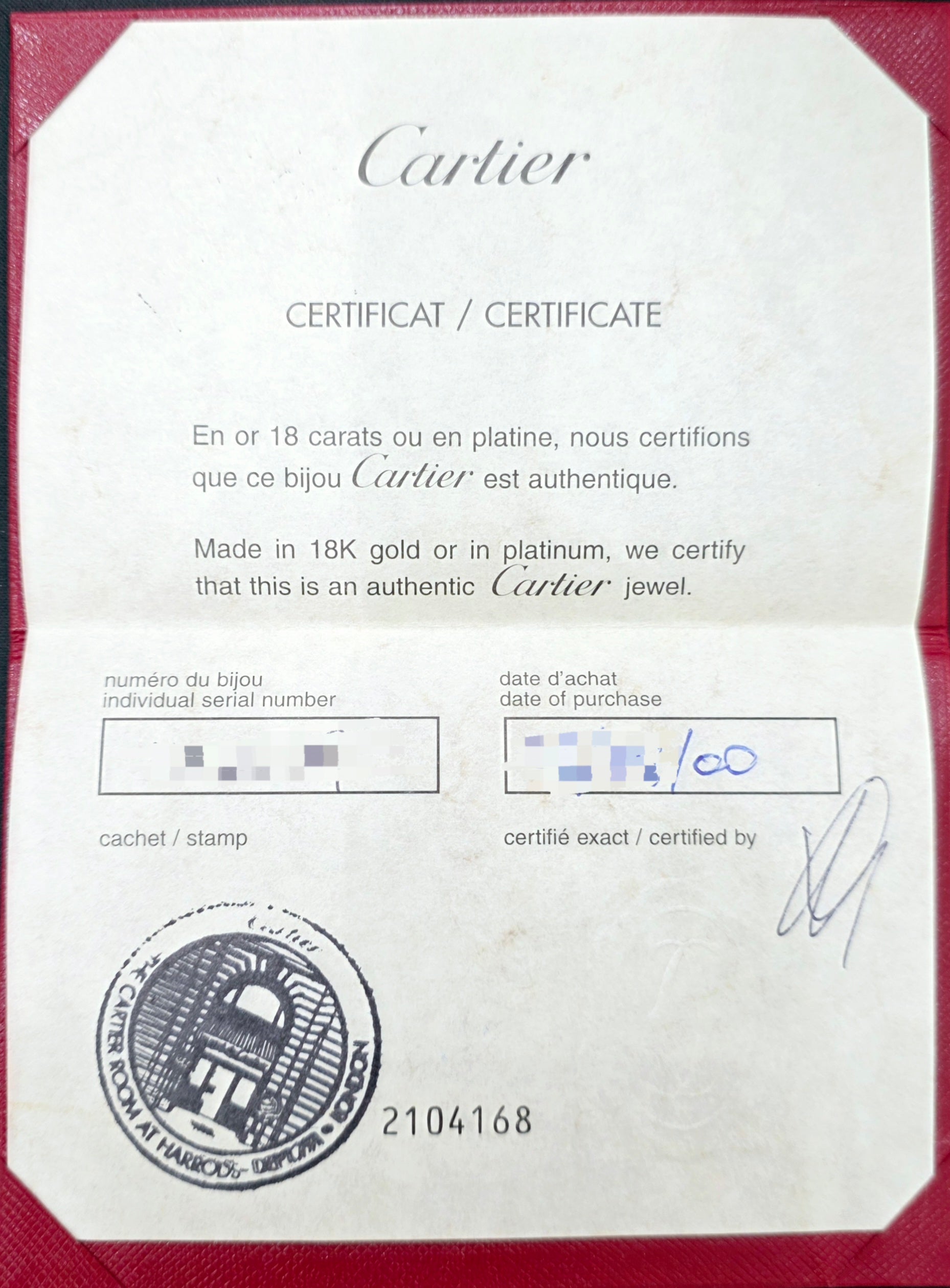 Cartier Love Bracelet, Classic Model, 18ct White Gold, Size 17, Box & 2000 Papers