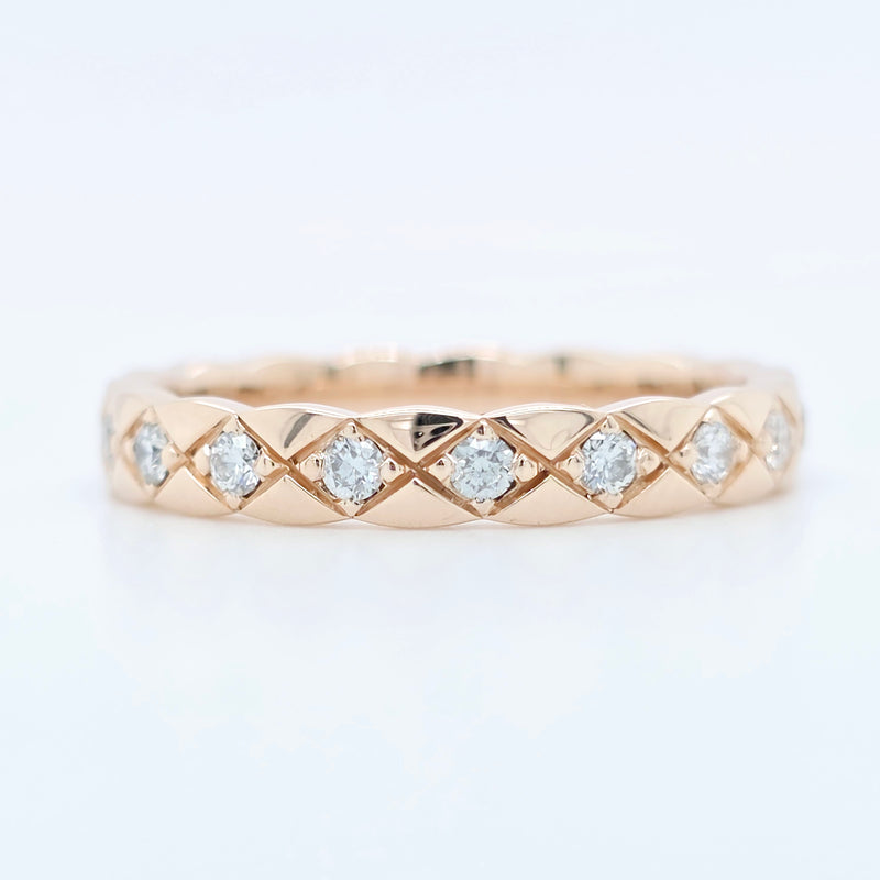 Chanel Coco Crush Ring, Quilted Motif, Diamonds, 18ct Rose Gold, Mini Version