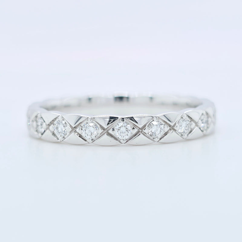 Chanel Coco Crush Ring, Quilted Motif, Diamonds, 18ct White Gold, Mini Version