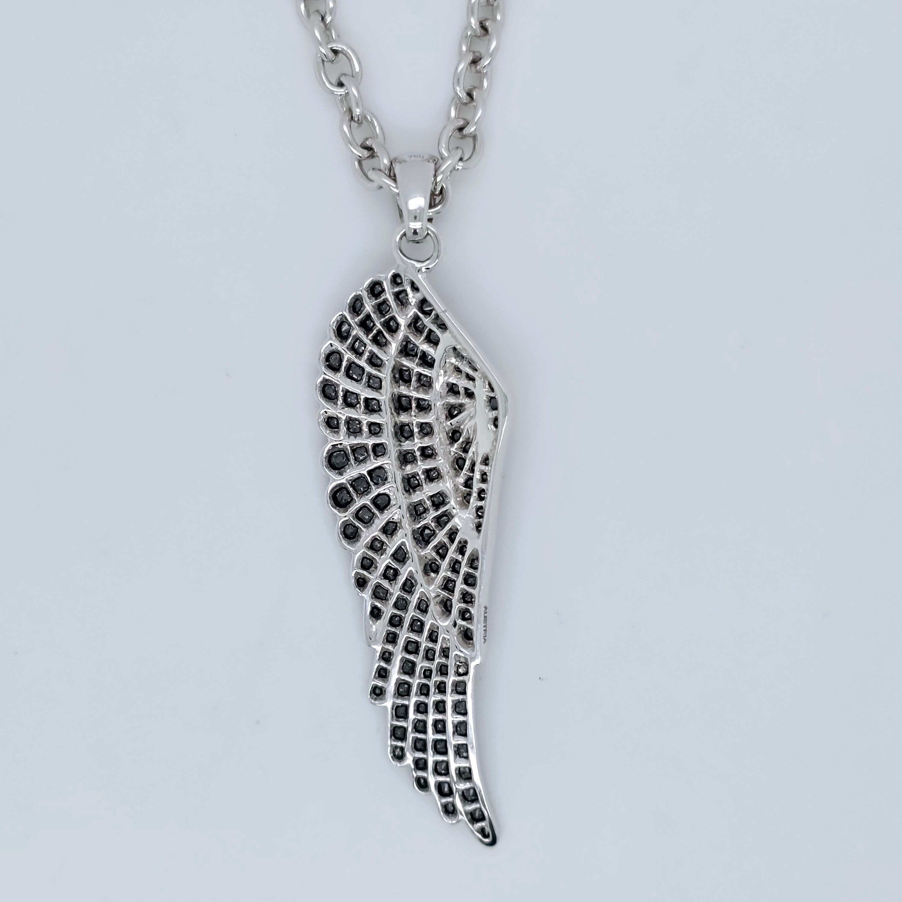 Garrard Black Diamond Wing Necklace, 17.5 Inches, 18ct White Gold, Box Chloe's Jewellers