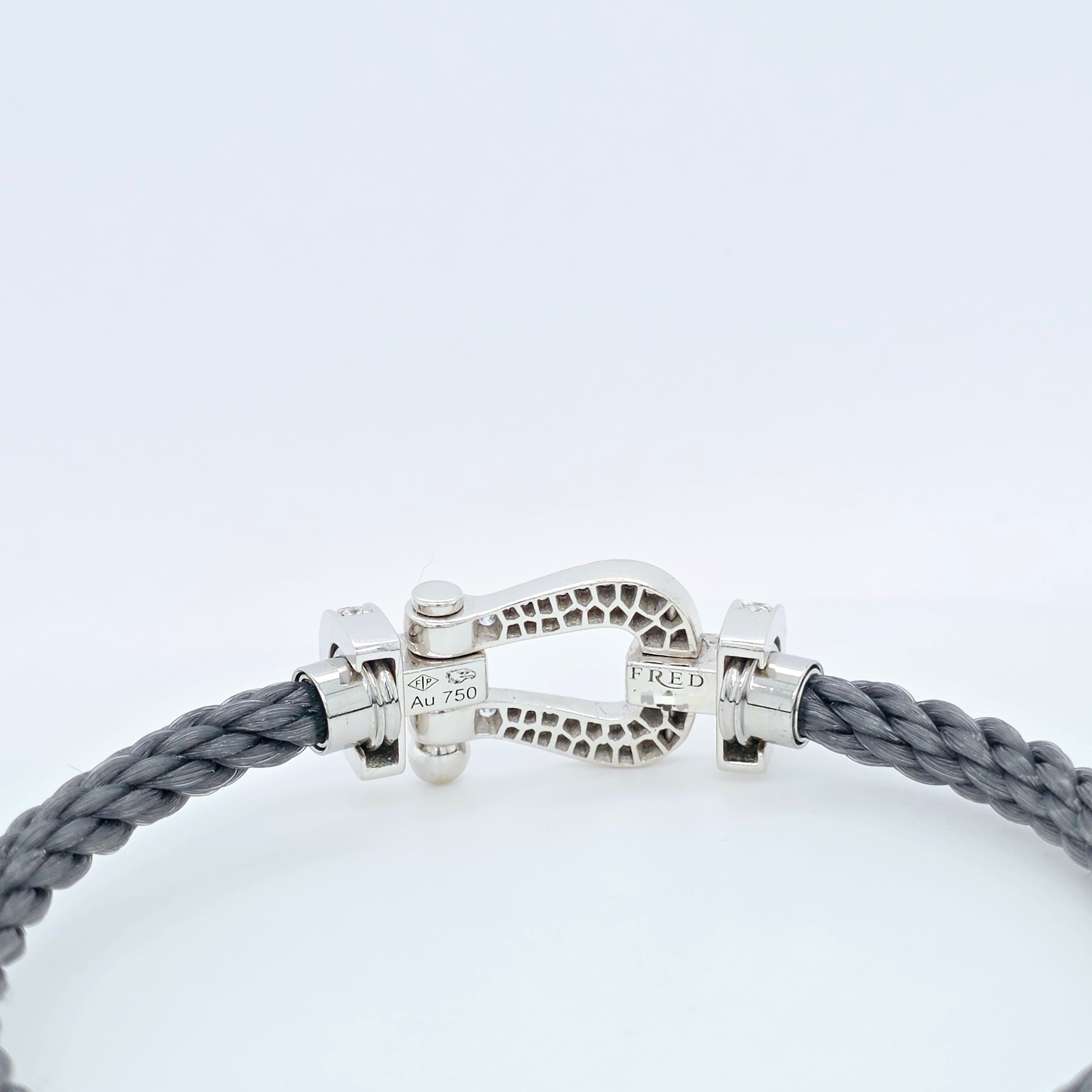Fred Force 10 Bracelet, Large Model, 18ct White Gold And Diamonds , Storm Grey