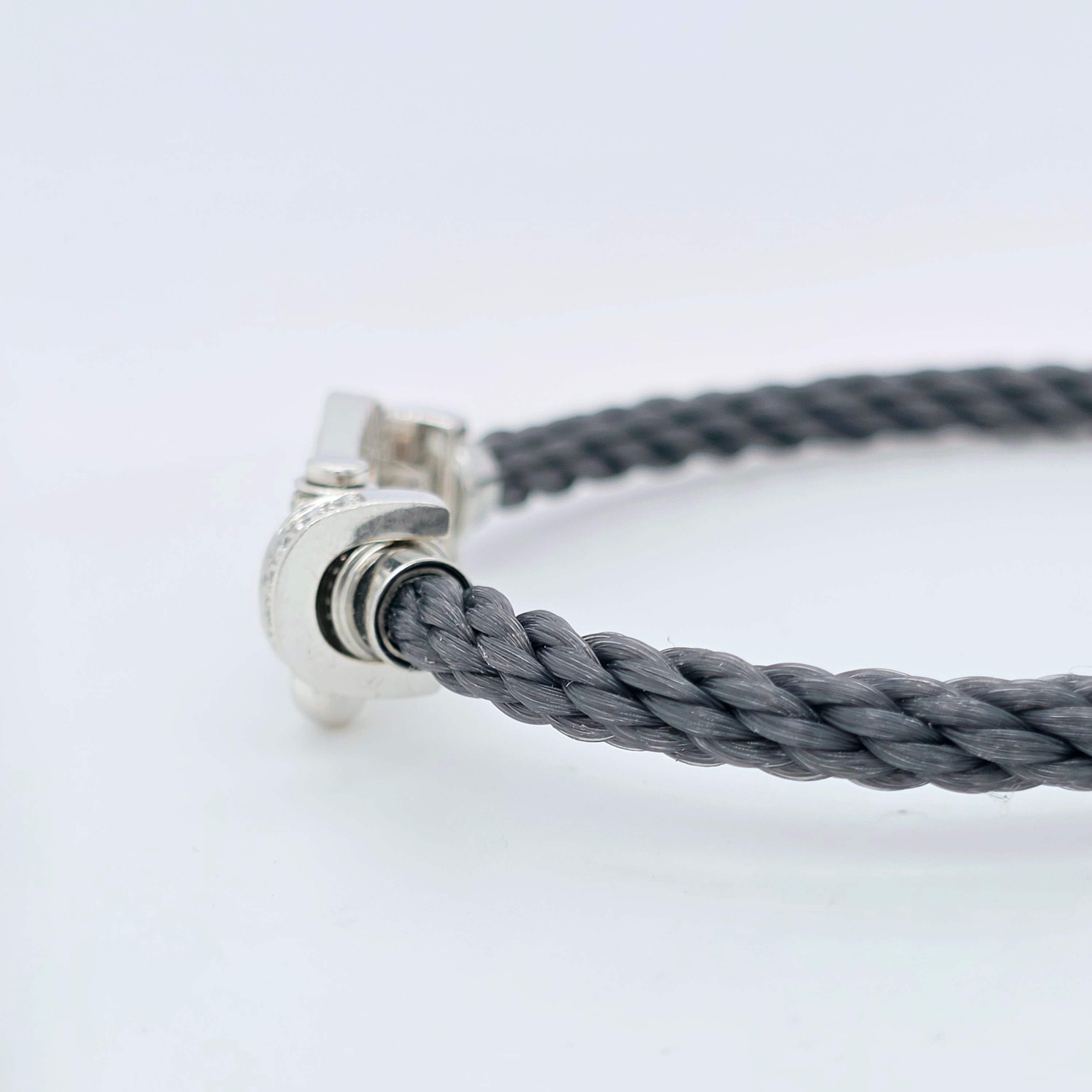 Fred Force 10 Bracelet, Large Model, 18ct White Gold And Diamonds , Storm Grey