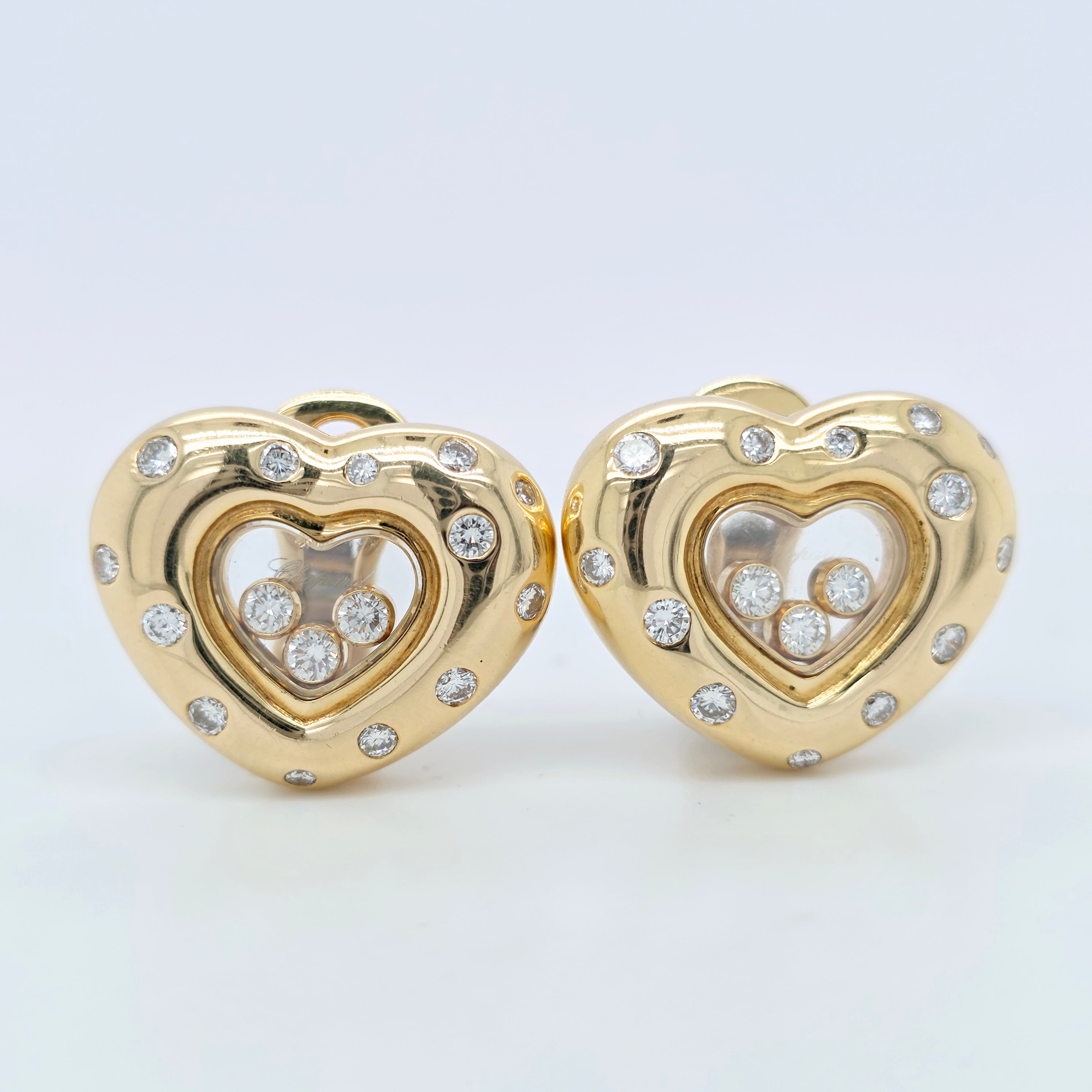 Chopard “Happy Diamonds” Heart Shape Earrings, 18ct Yellow Gold, Clip On