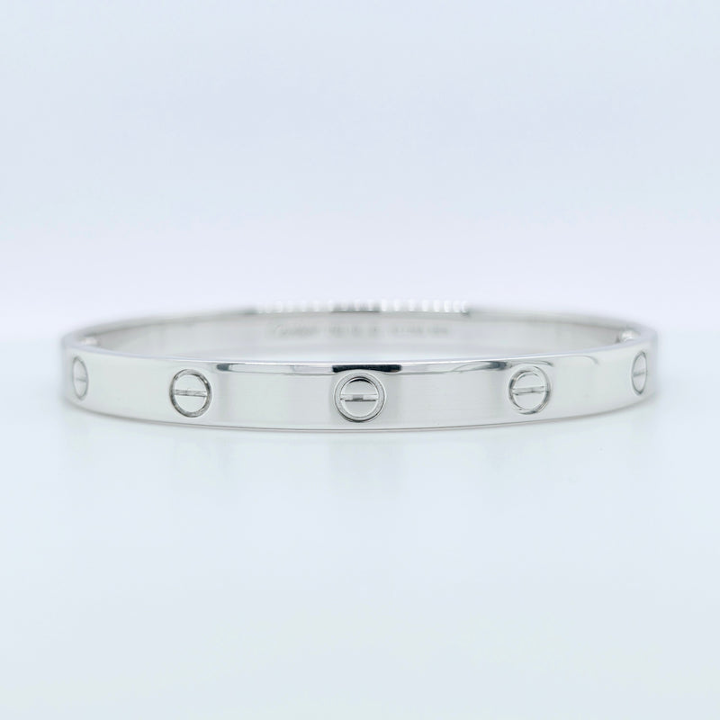 Cartier Love Bracelet, Classic Model, 18ct White Gold, Size 18, Cartier Box