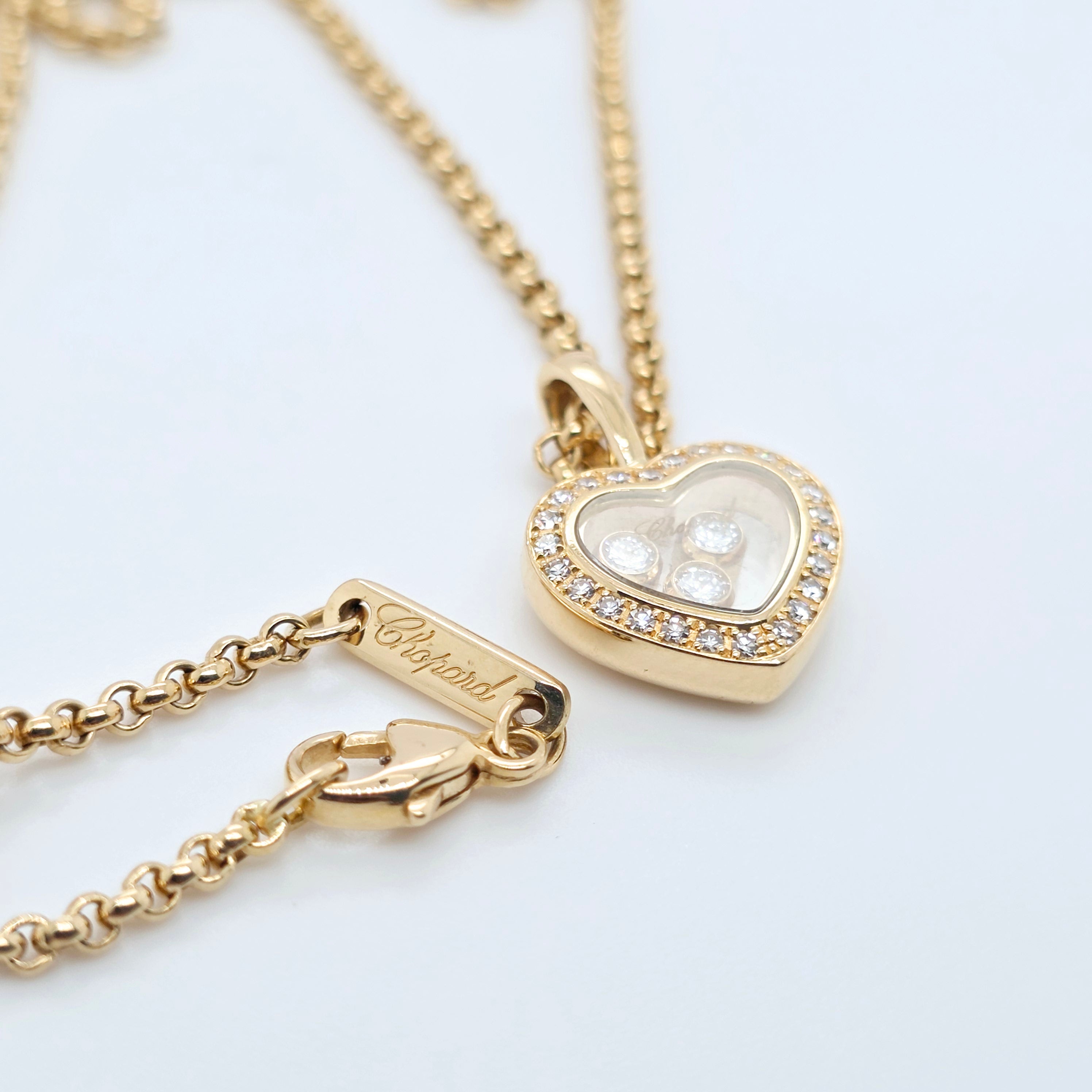 Chopard Happy Diamond Heart Icon Pendant, 18ct Yellow Gold, 16.5 inches