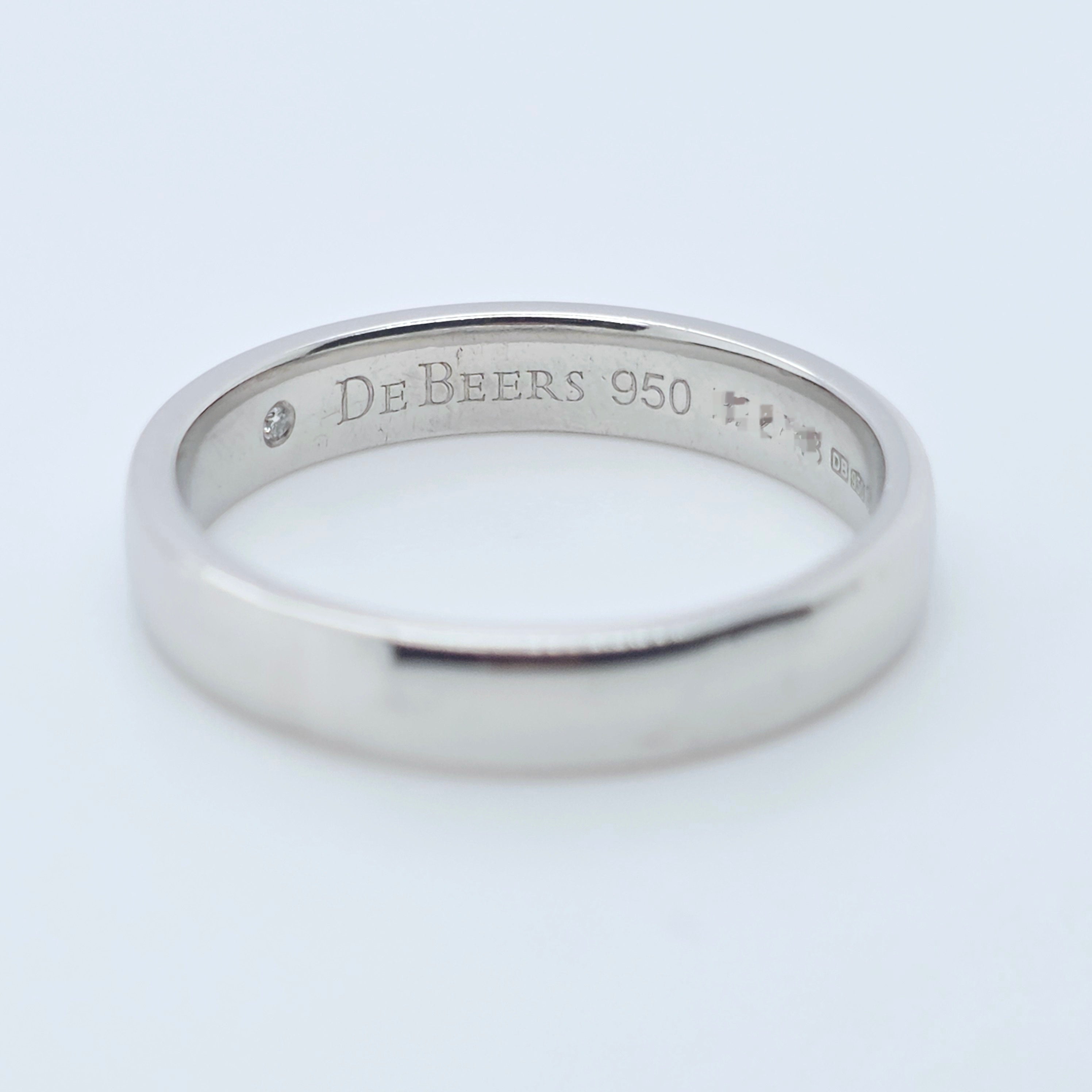 De Beers Wedding Band, Platinum, 3.4mm, Size L