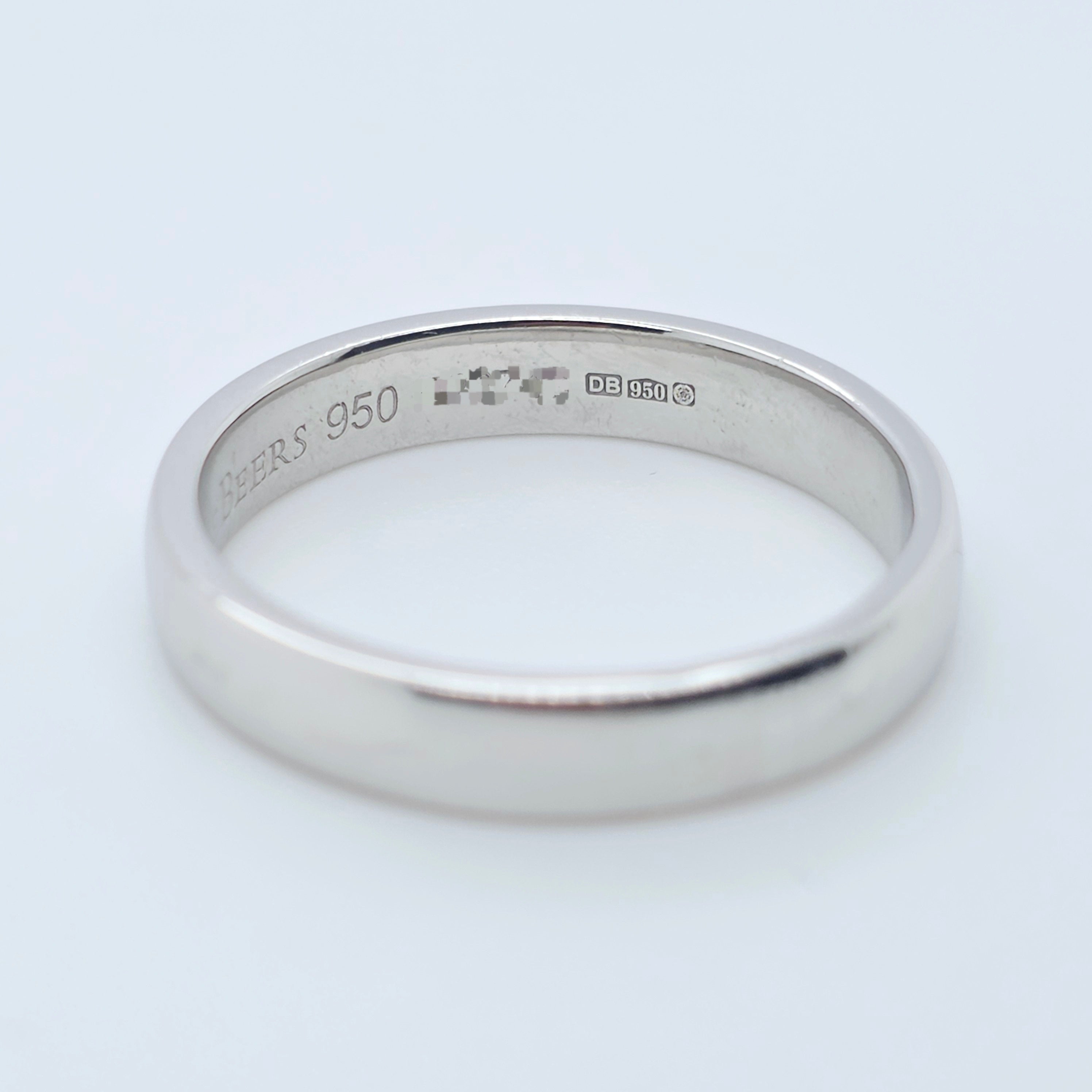 De Beers Wedding Band, Platinum, 3.4mm, Size L