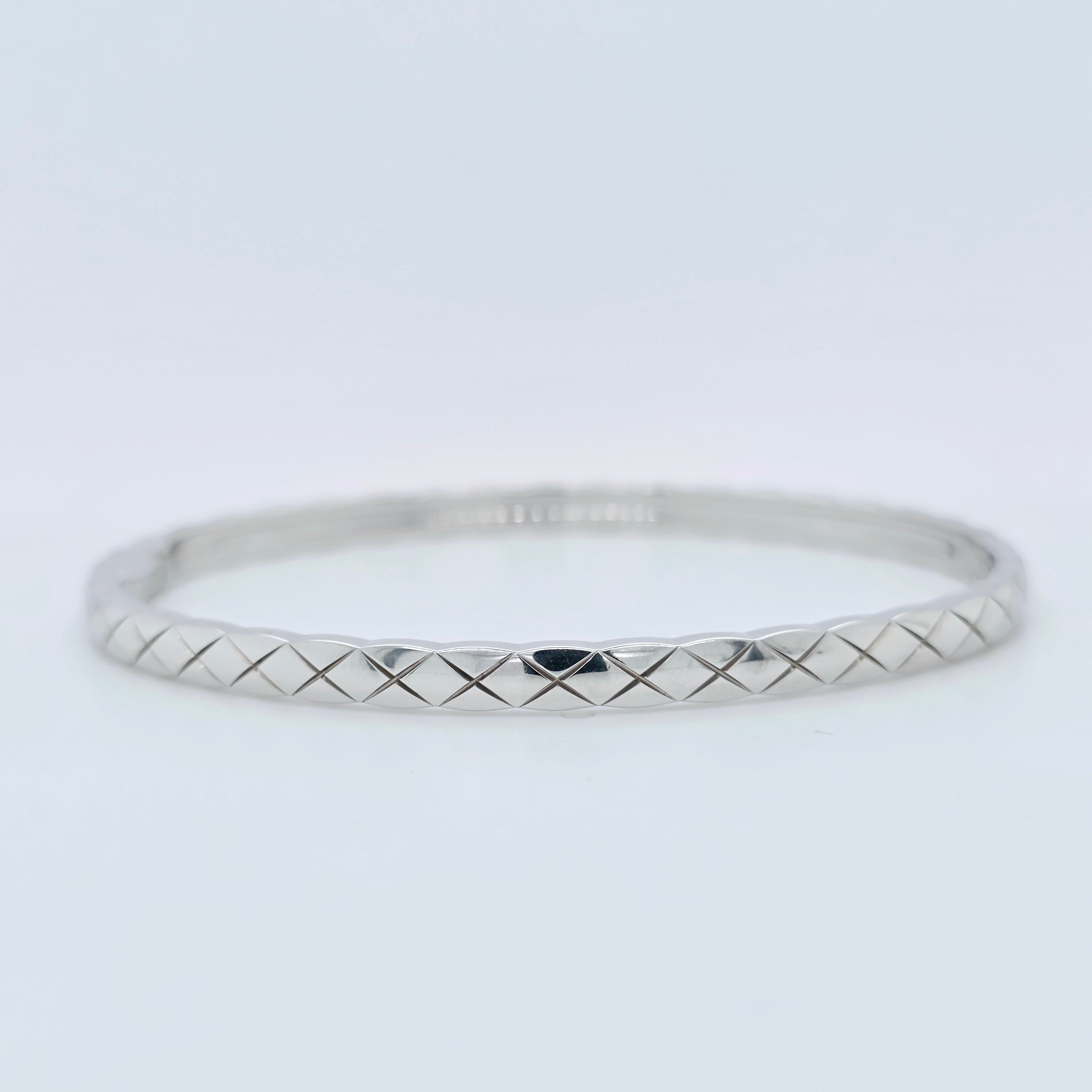 Chanel Coco Crush Bracelet, Quilted Motif,Mini Version, 18ct White Gold & Diamonds Chloe's Jewellers