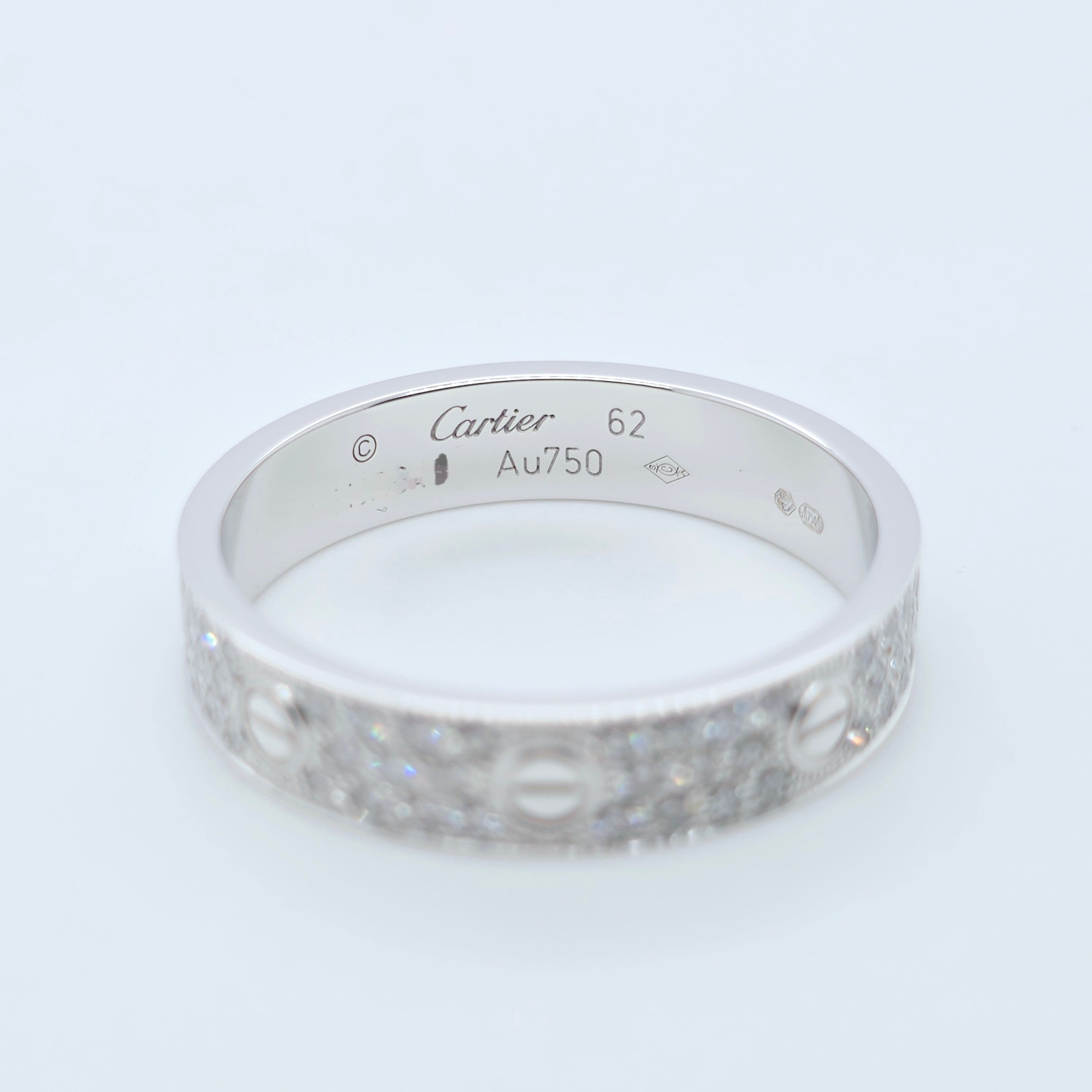Cartier 18ct White Gold & Diamond Paved Love Band, Size 62, Box & Papers Chloe's Jewellers