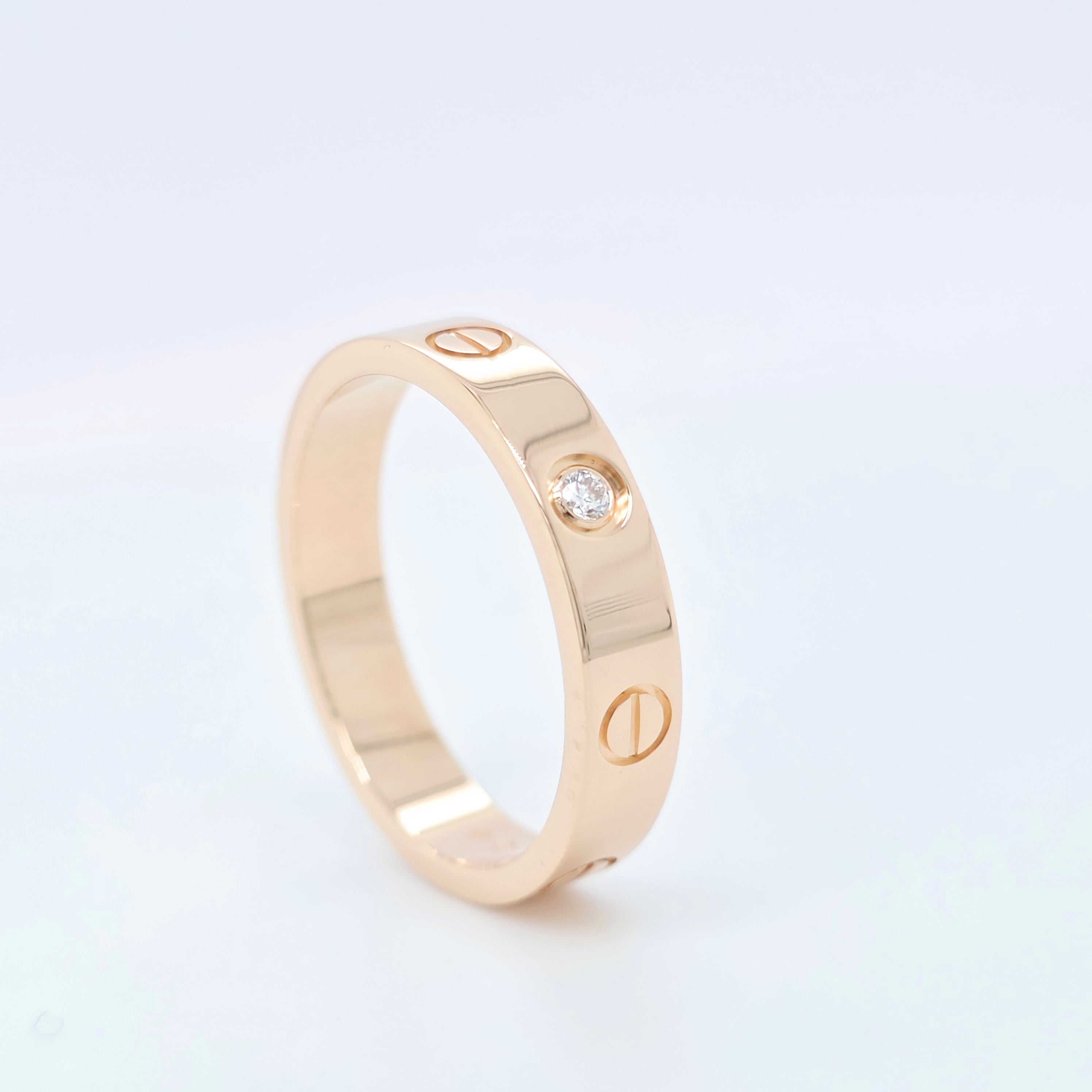 Cartier Love Ring,Small Model, 1 Diamond,18ct Rose Gold, Size 55/O, 2023 Papers