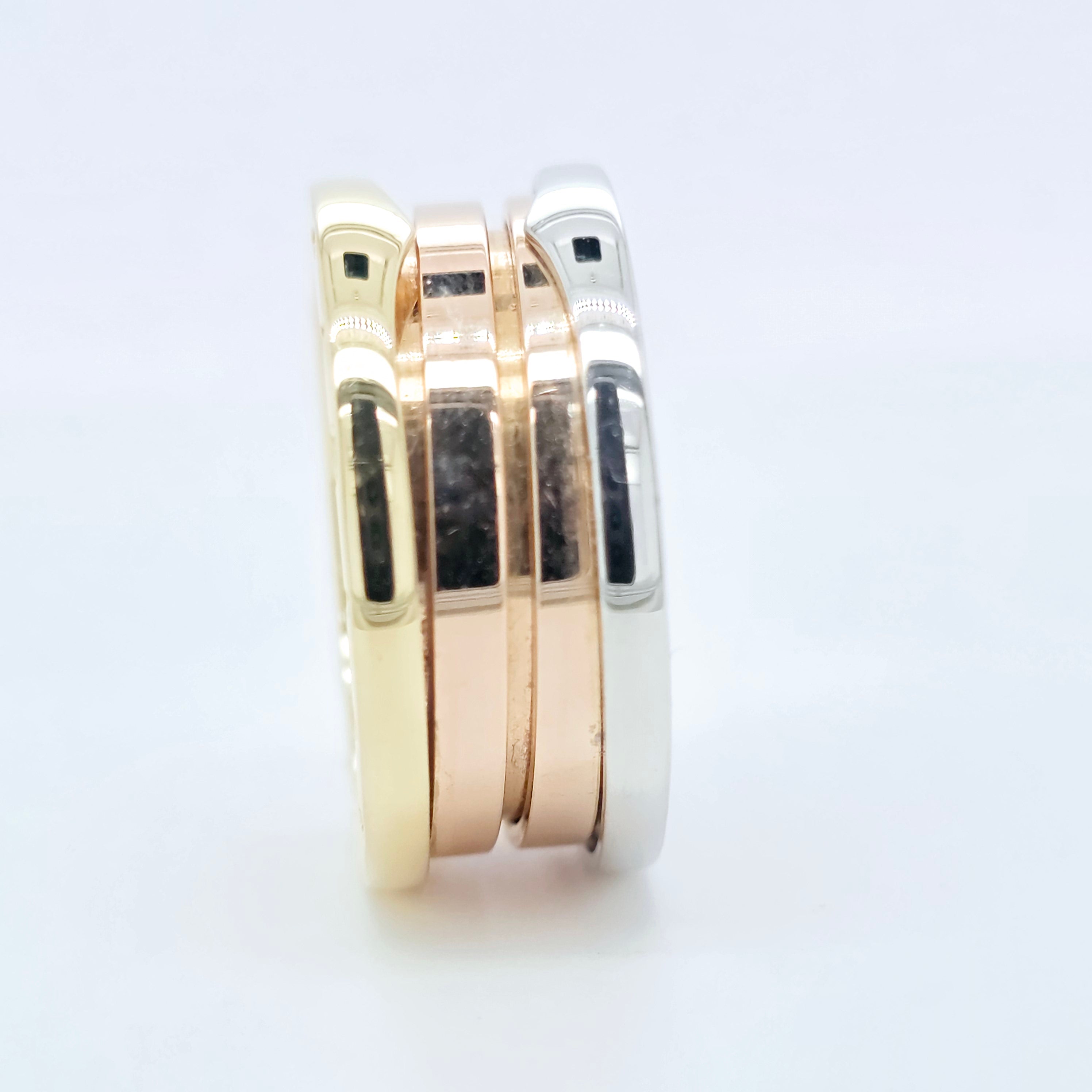 Bvlgari B.zero1 Three Band Ring, 18ct Rose, White & Yellow Gold, Size 52/L1/2 Chloe's Jewellers