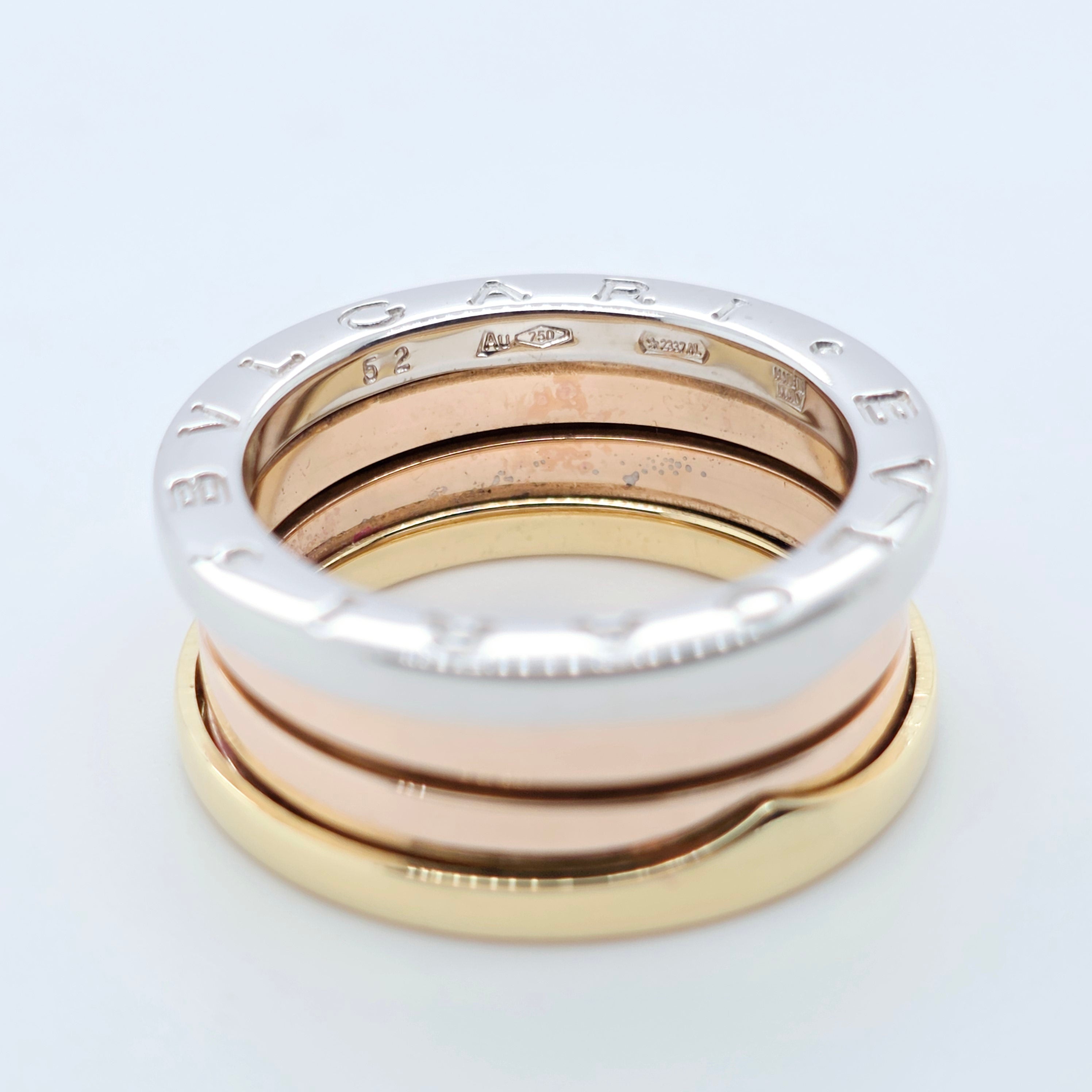 Bvlgari B.zero1 Three Band Ring, 18ct Rose, White & Yellow Gold, Size 52/L1/2 Chloe's Jewellers
