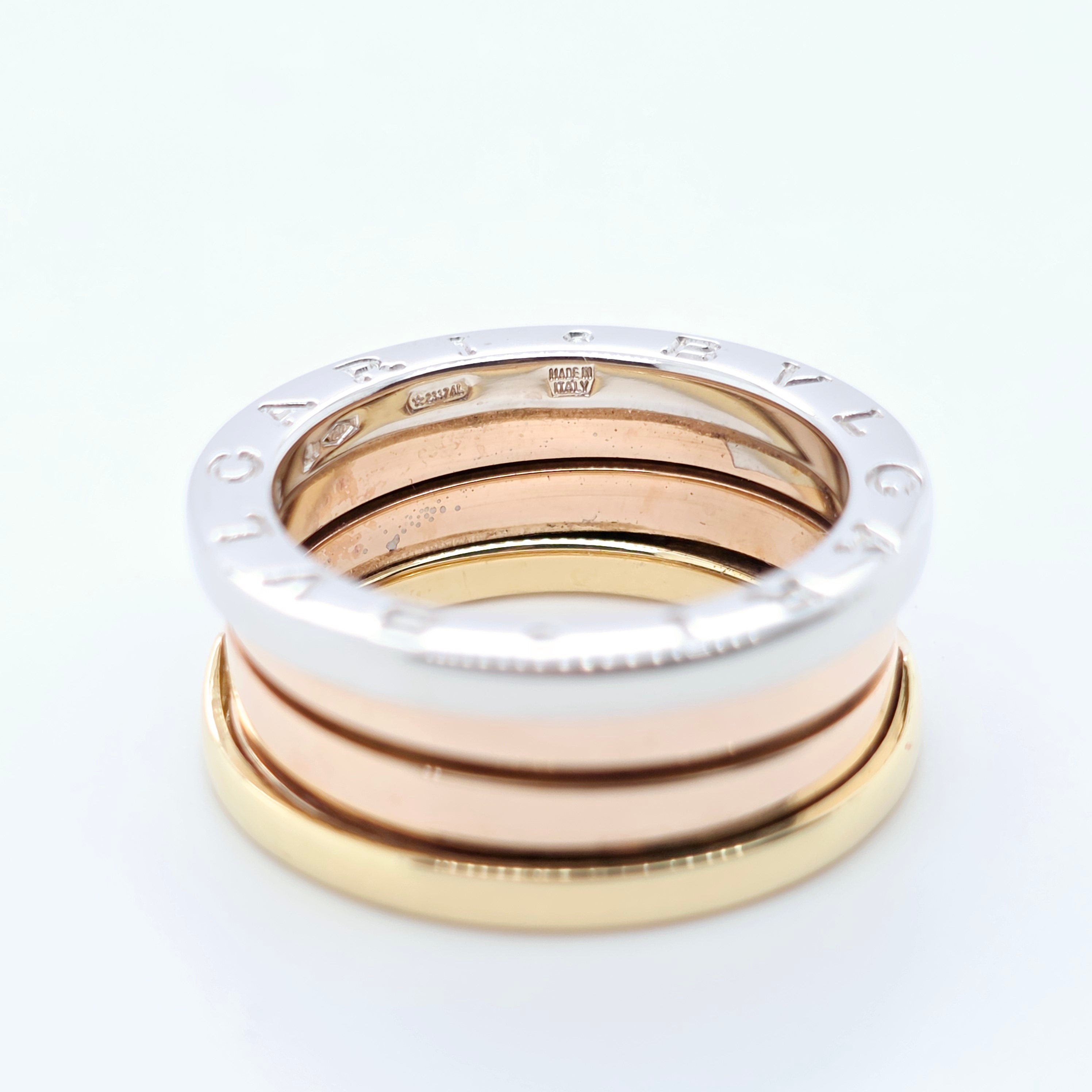 Bvlgari B.zero1 Three Band Ring, 18ct Rose, White & Yellow Gold, Size 52/L1/2 Chloe's Jewellers