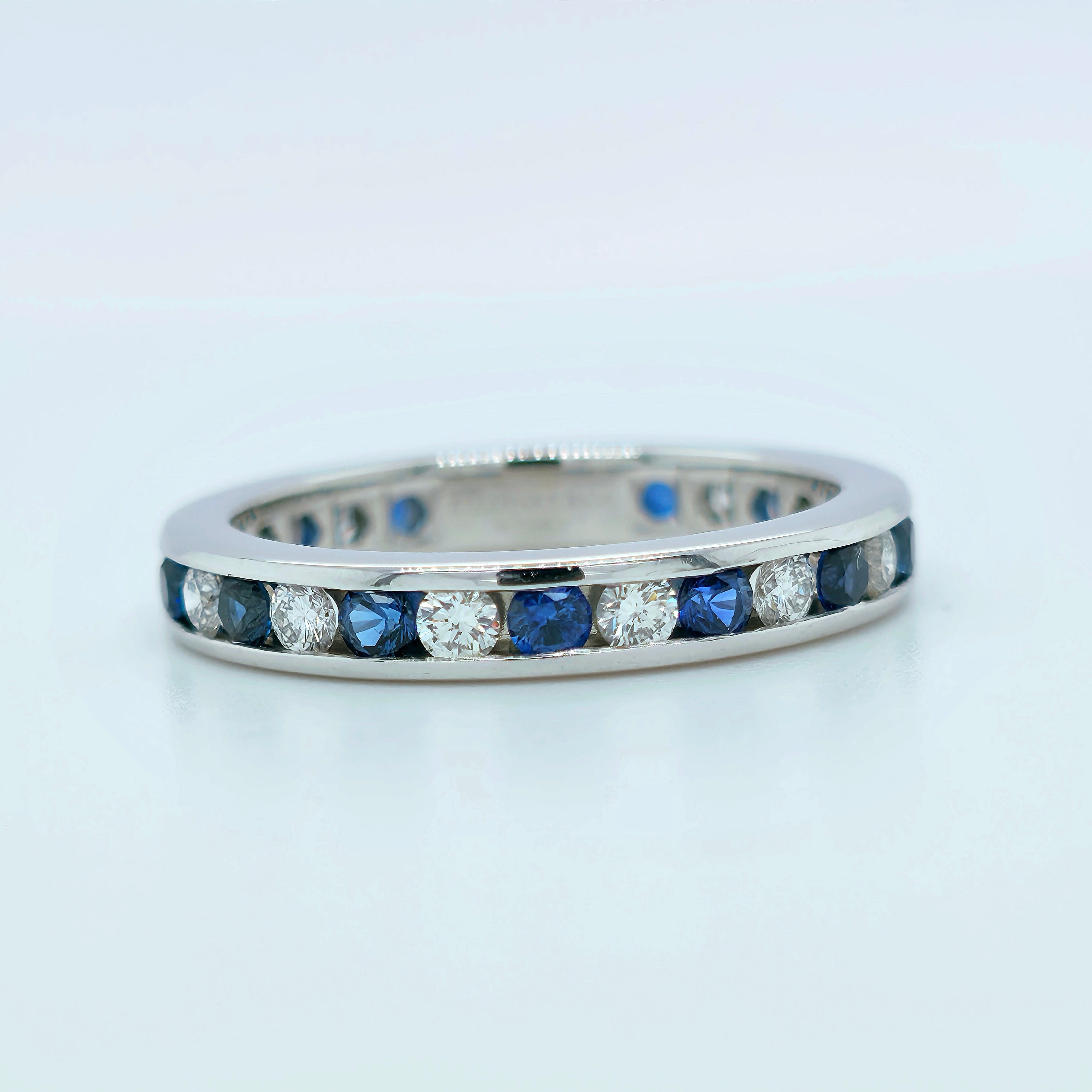 Tiffany & Co. Brilliant  Sapphire & Diamond Eternity Ring, Platinum, 3mm, Size L Chloe's Jewellers