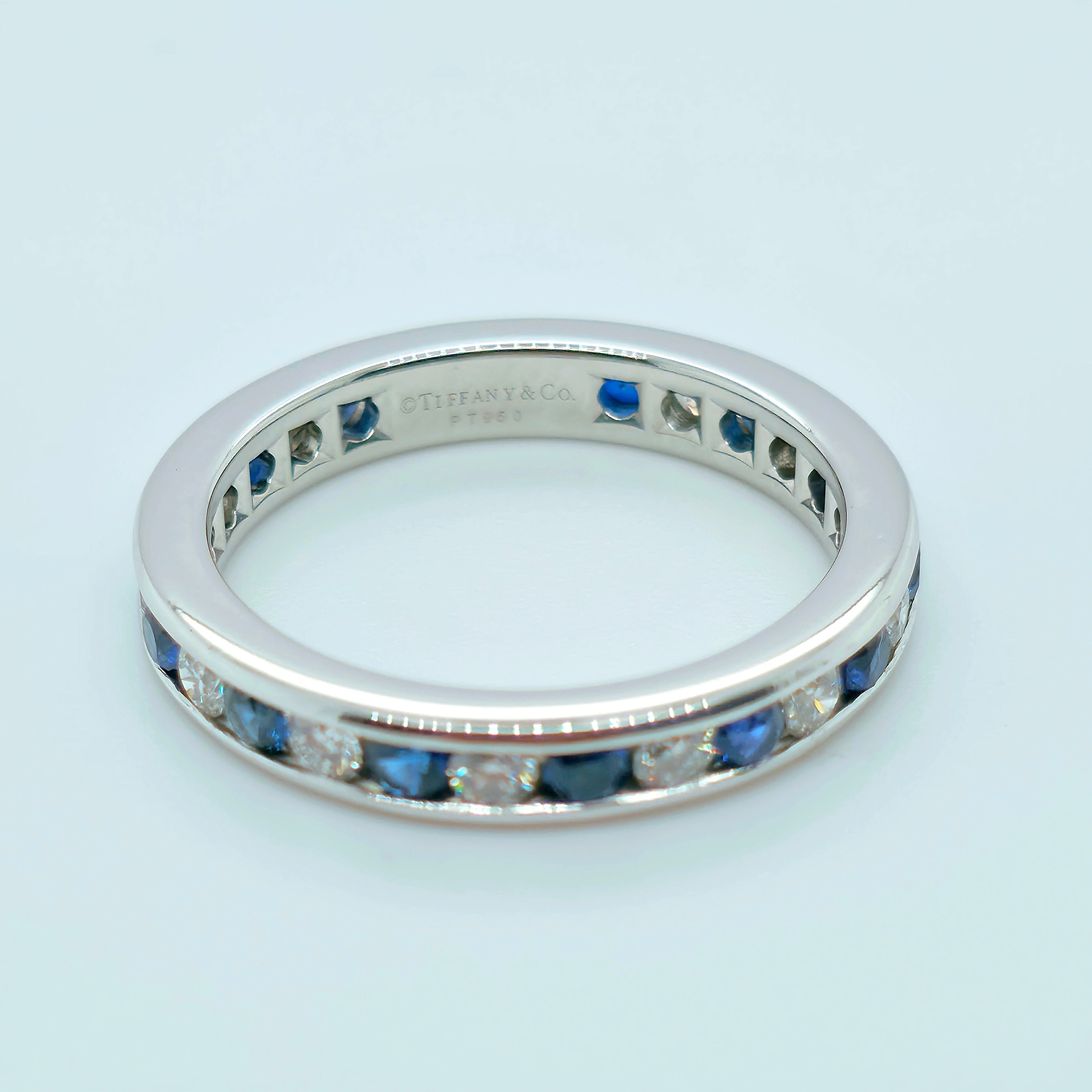 Tiffany & Co. Brilliant  Sapphire & Diamond Eternity Ring, Platinum, 3mm, Size L Chloe's Jewellers
